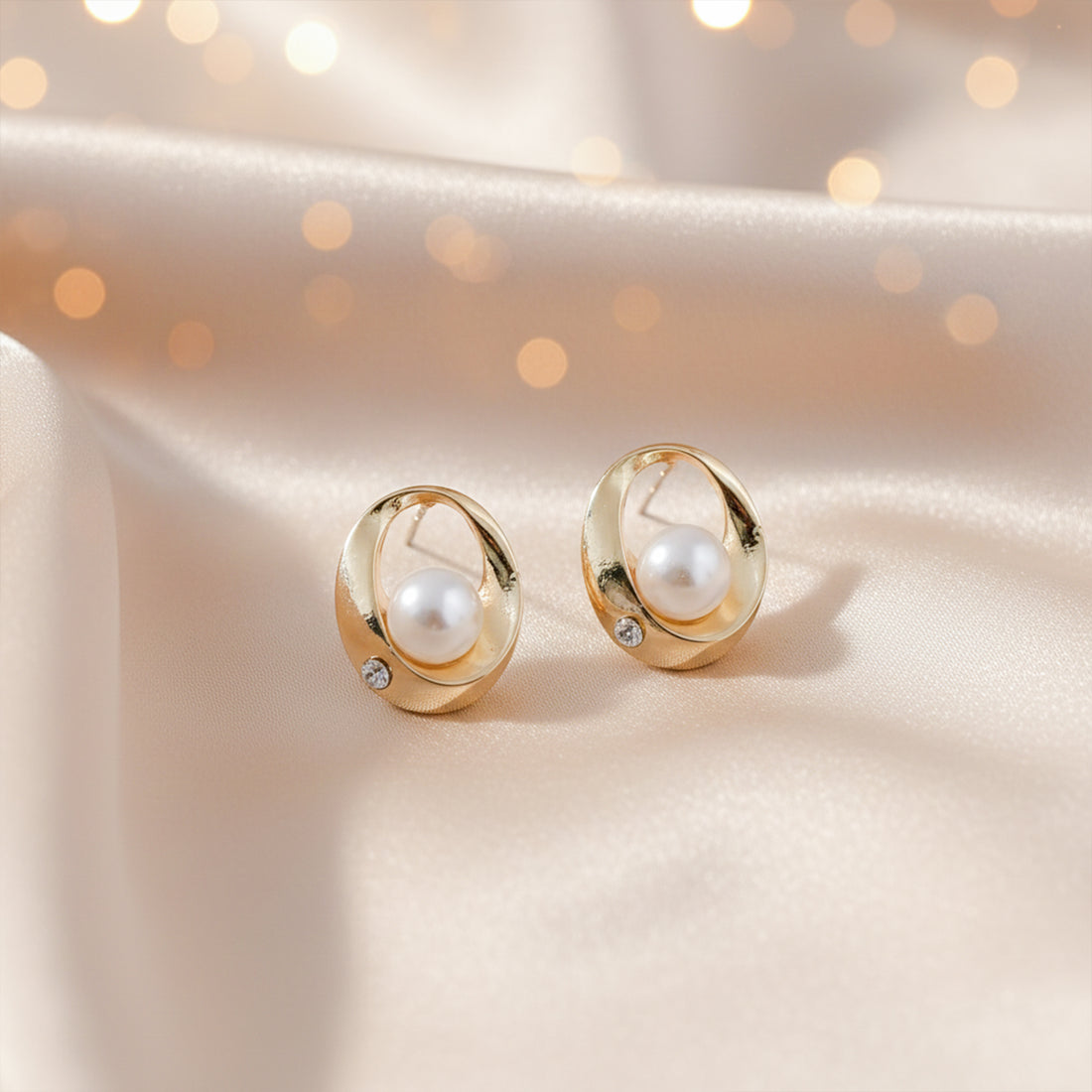 Golden Pearl Orbit Earrings GWE -58