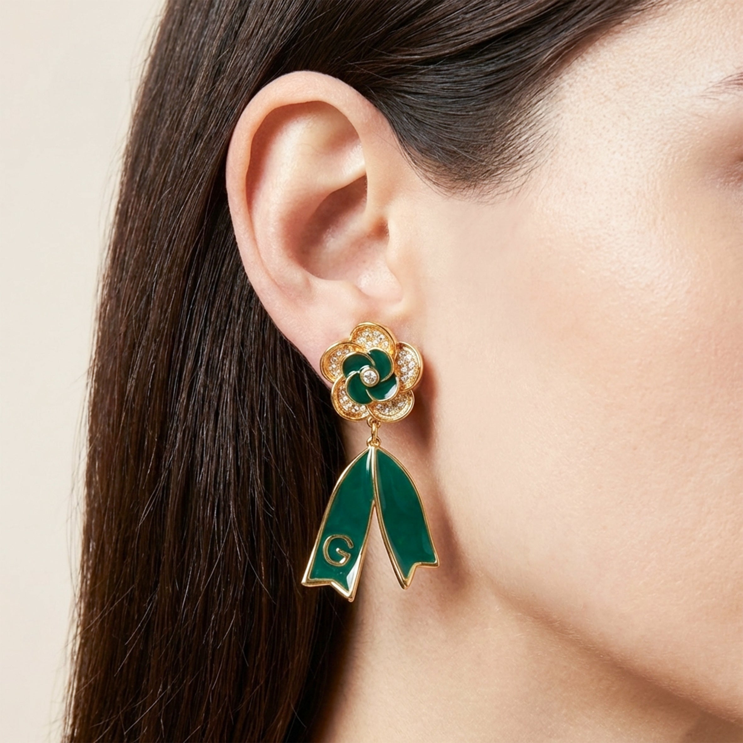 Crystal Ribbon Drop Earrings GWE -60