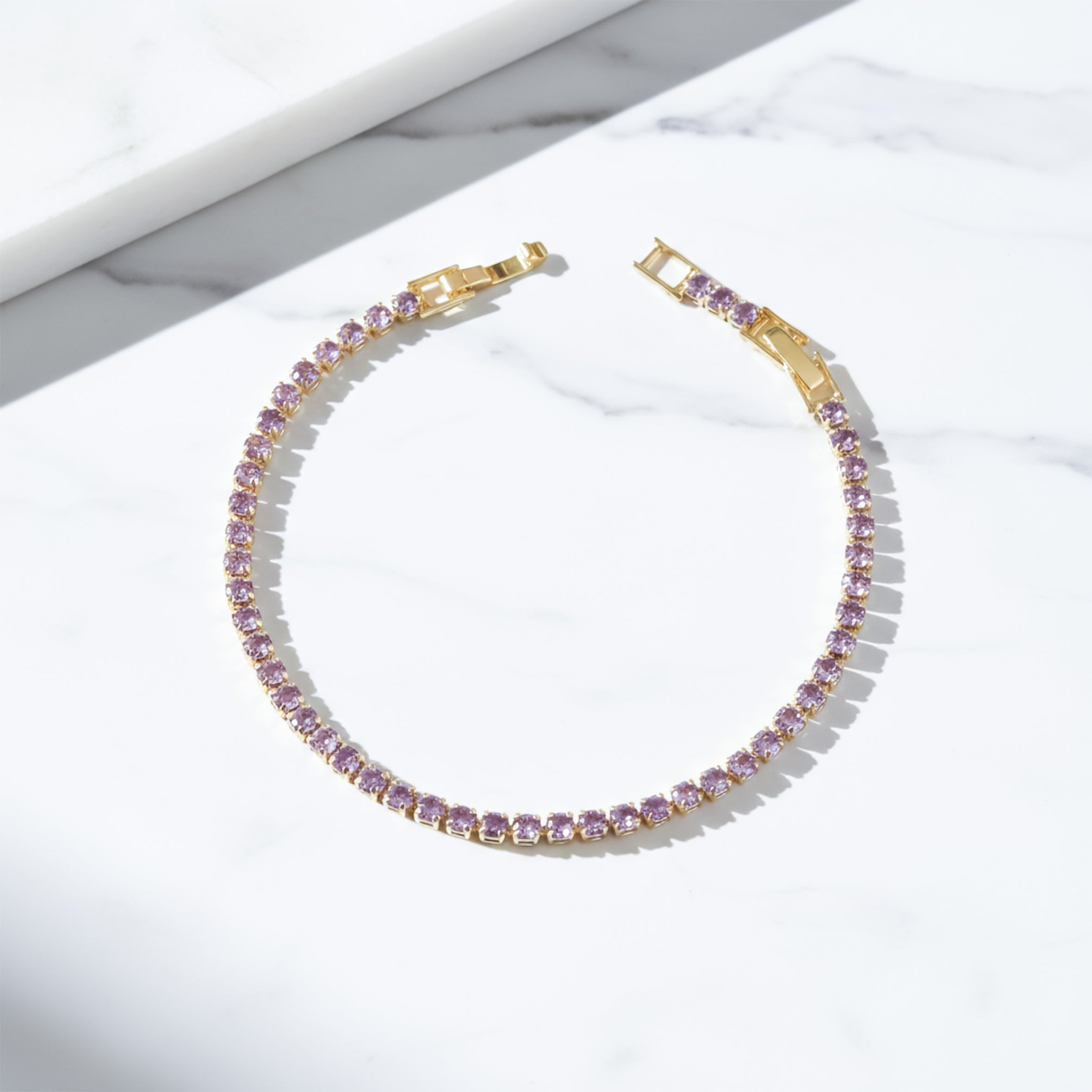 Crystal Gold Tennis Bracelet GWB -55