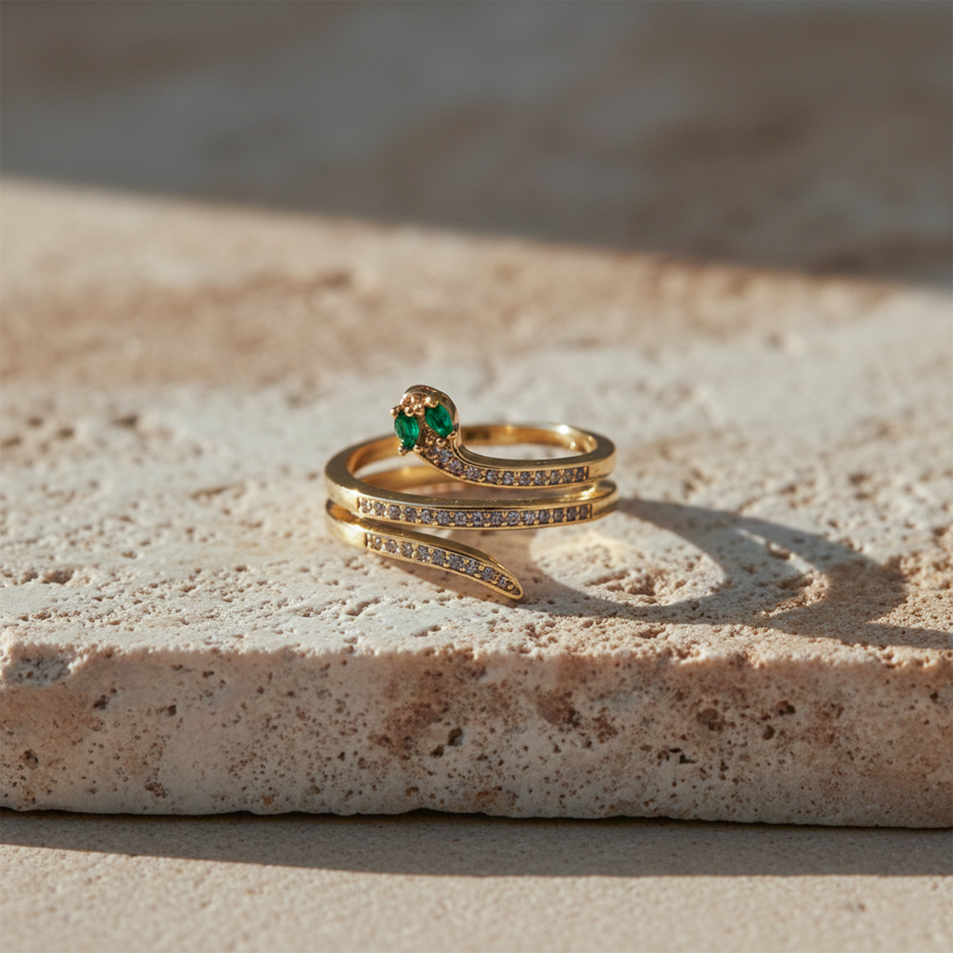 Golden Emerald Serpent Wrap Ring GWR -59