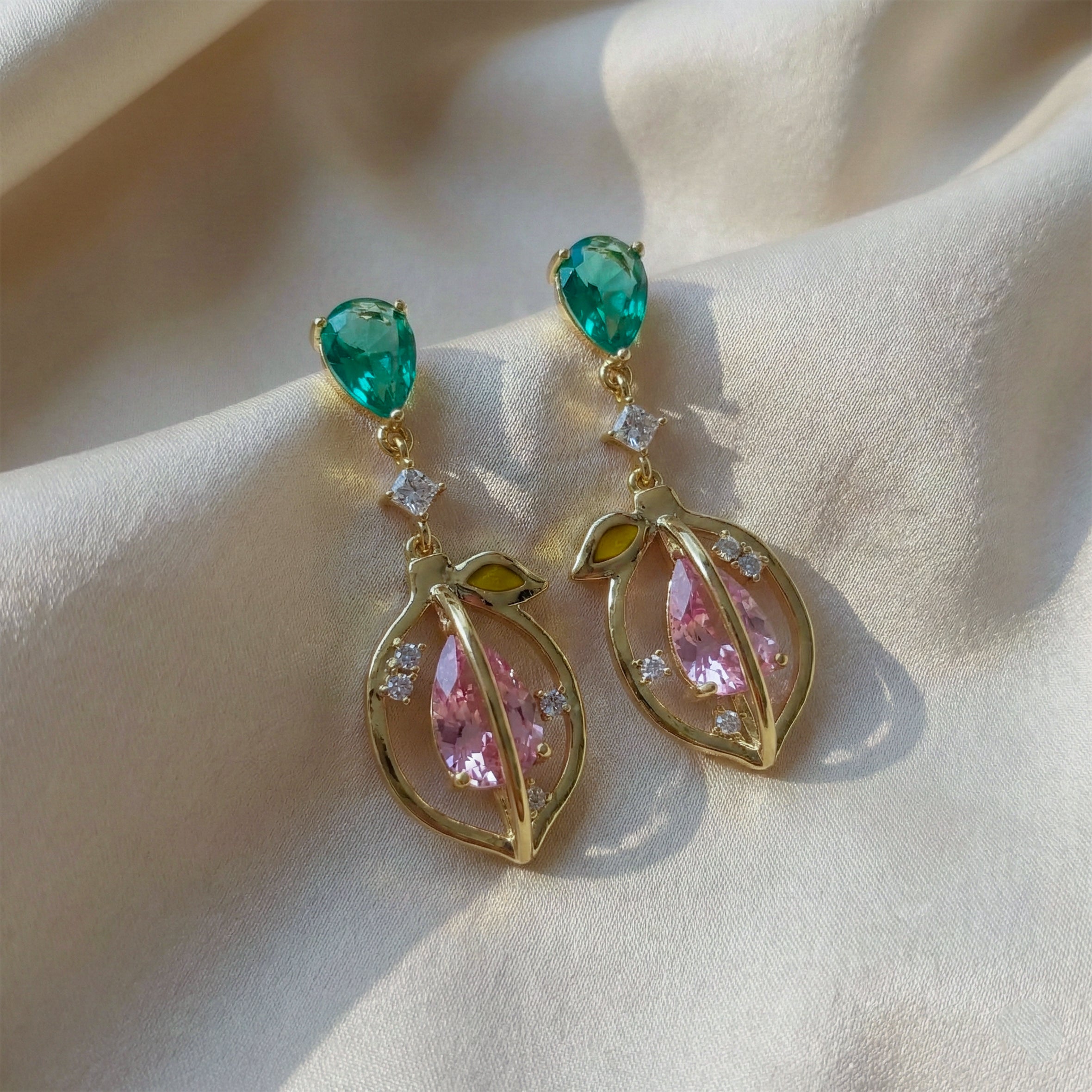 Emerald Blossom Drop Earrings GWE -102