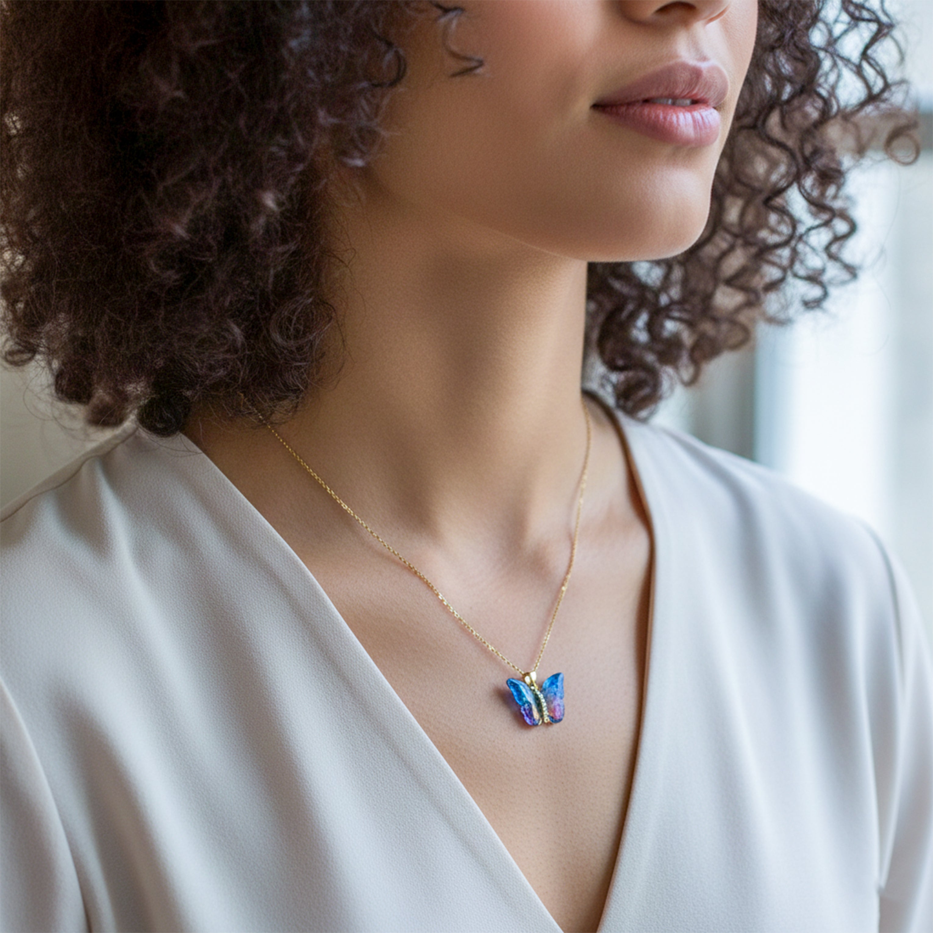Aurora Butterfly Pendant Necklace GWN -155