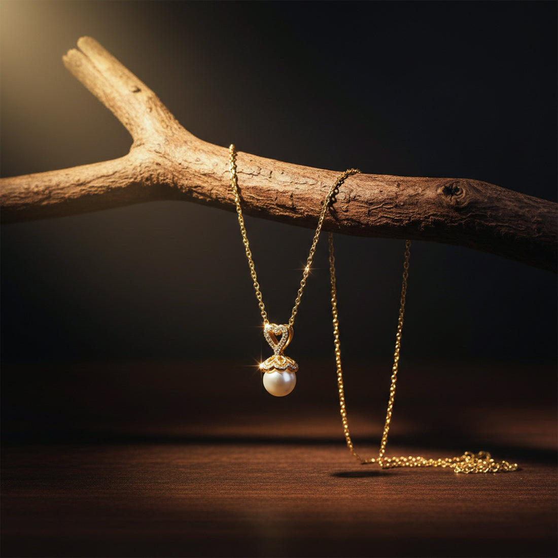 Elegant Gold Pearl Pendant Necklace GWN -39