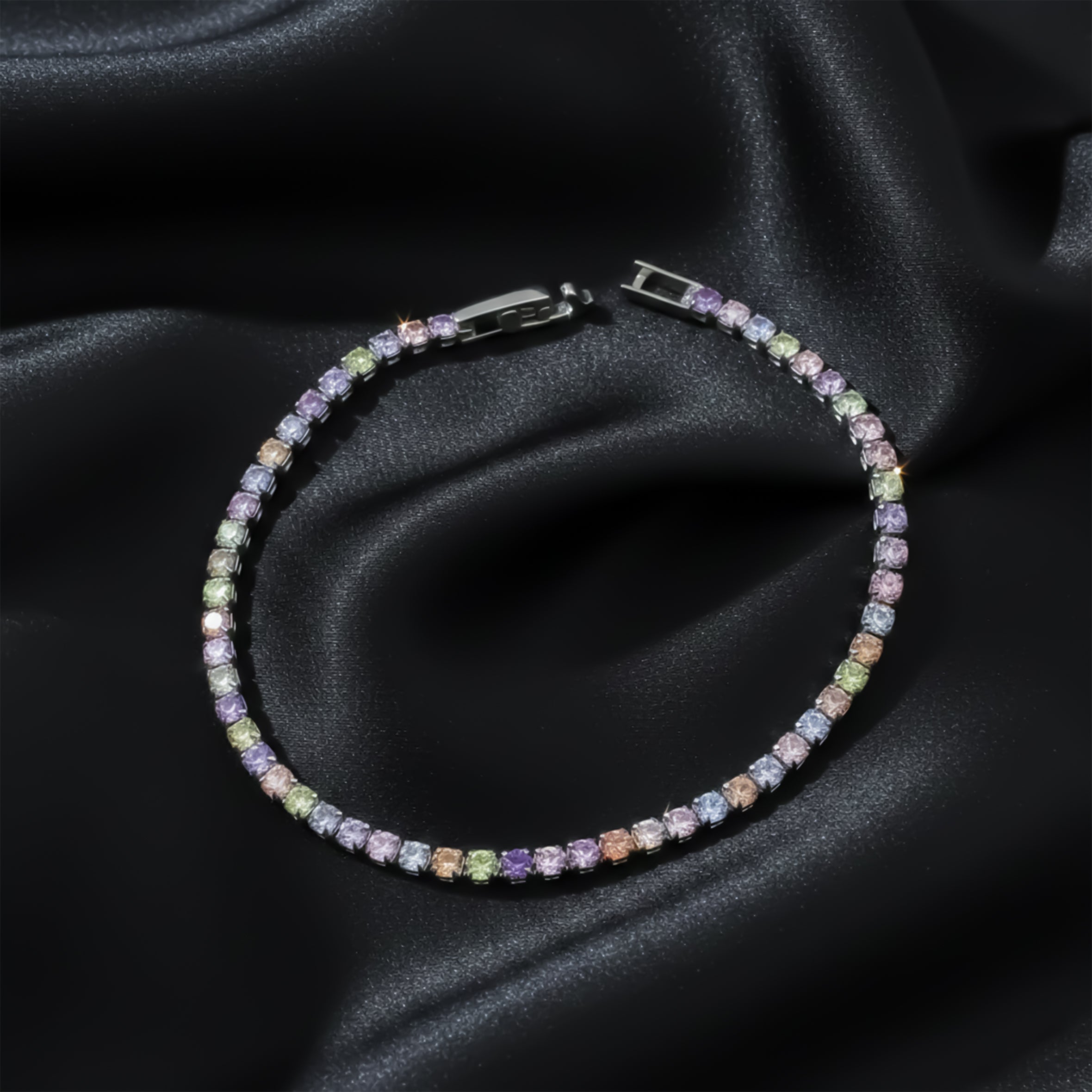 Rainbow Crystal Tennis Bracelet GWB -65