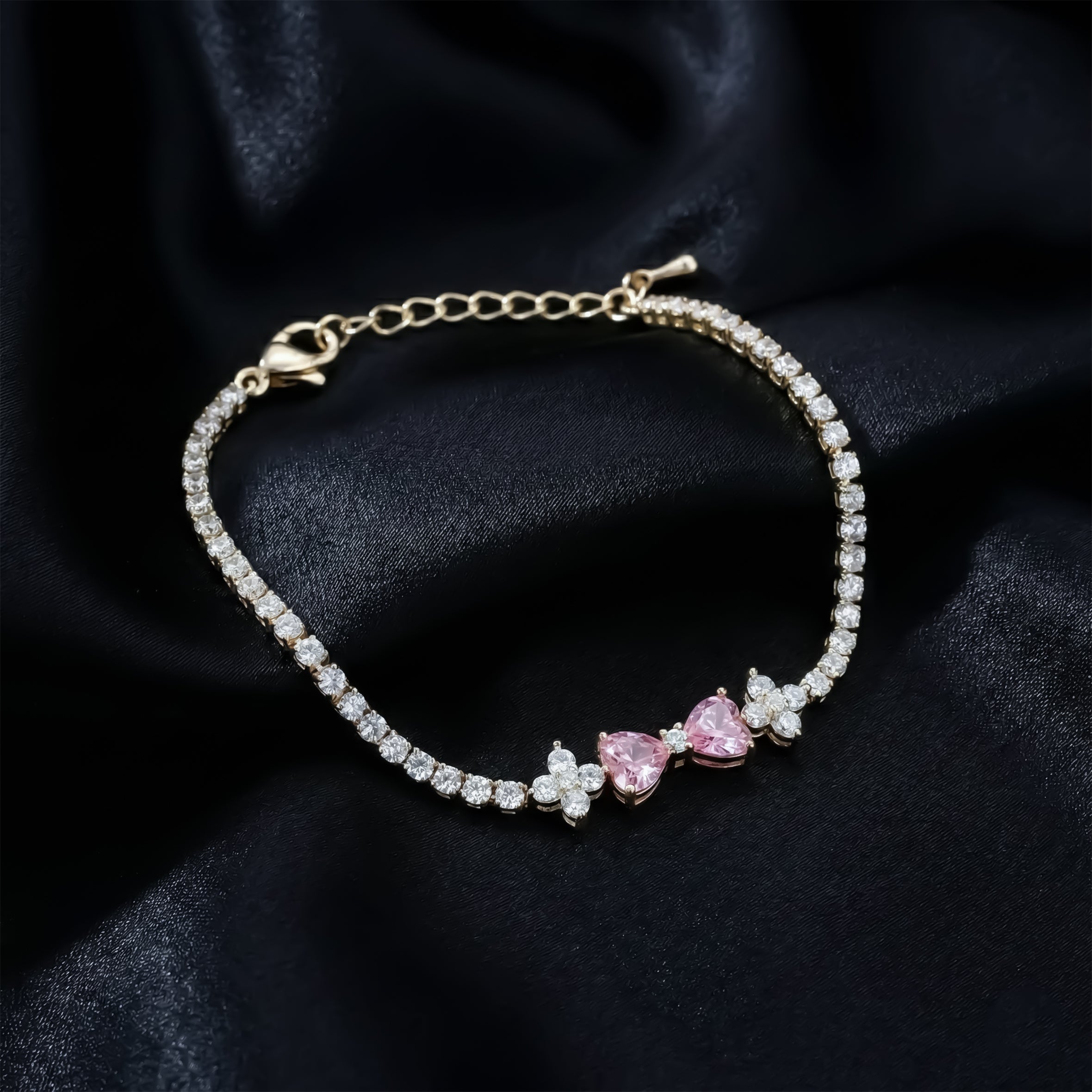 Golden Blush Bow Crystal Bracelet GWB -95