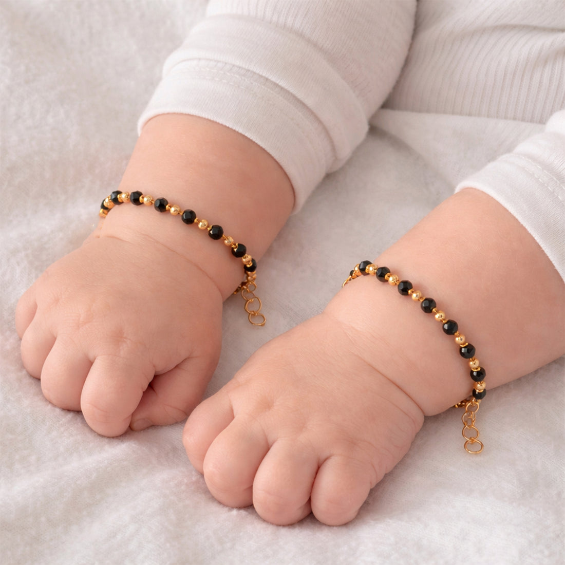 Gold & Black Beaded Baby Bracelet GBB -5