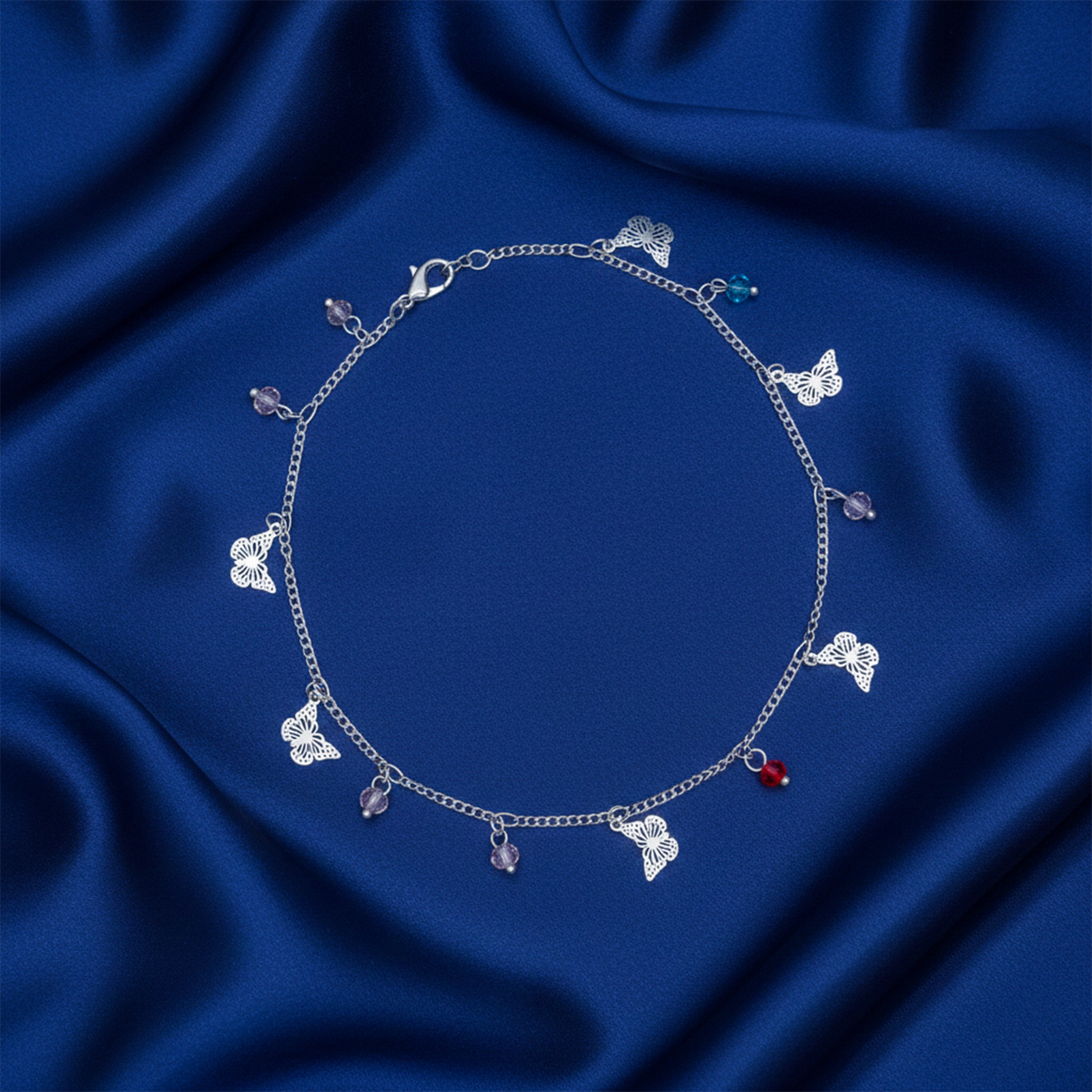 Silver Flutter Charm Anklet GWA -25