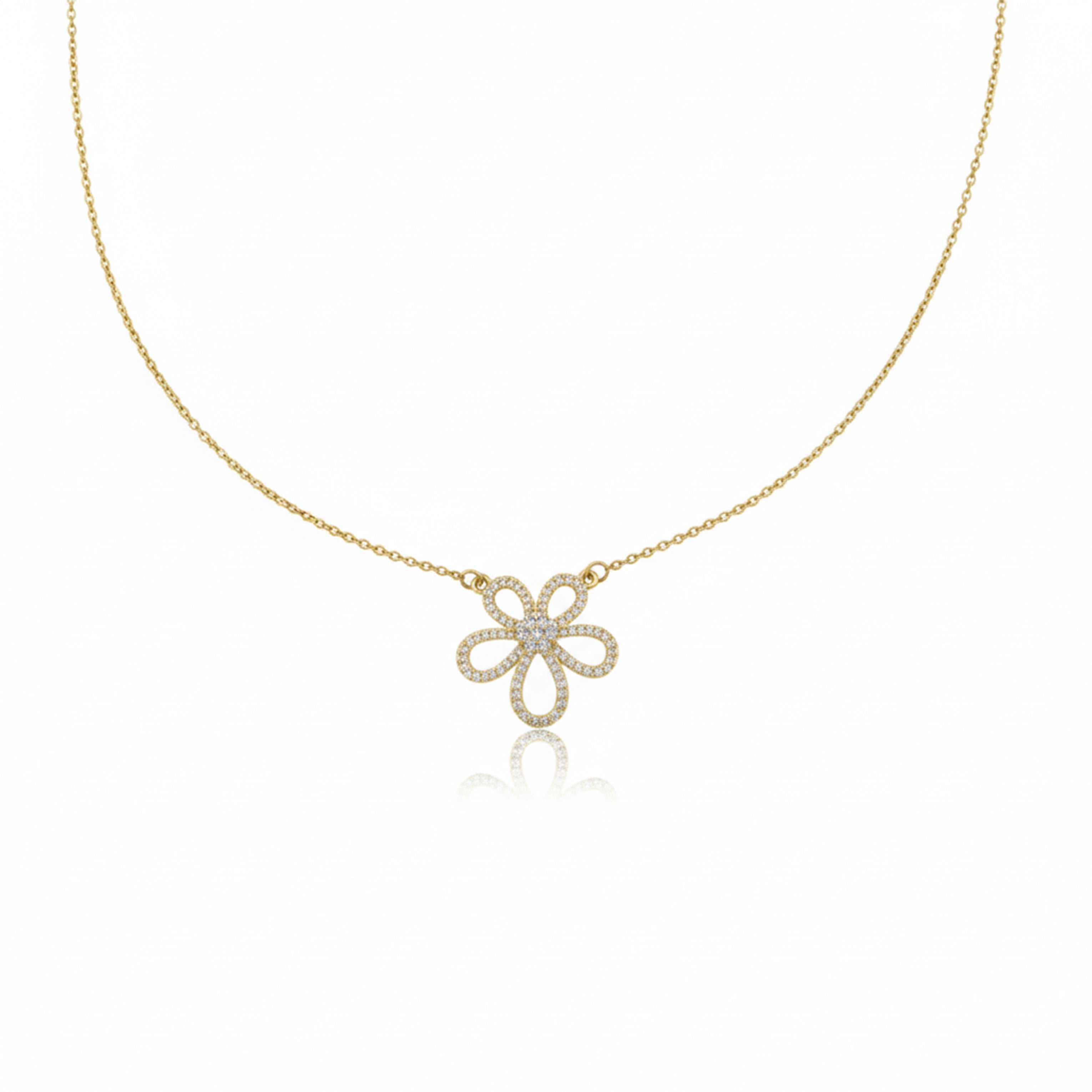 Diamond Daisy Flower Necklace GWN -103