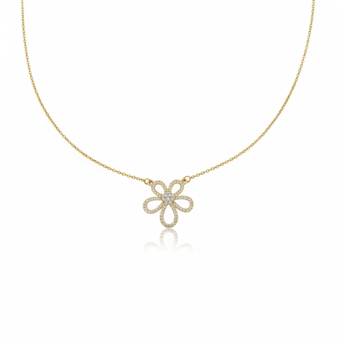Diamond Daisy Flower Necklace GWN -103