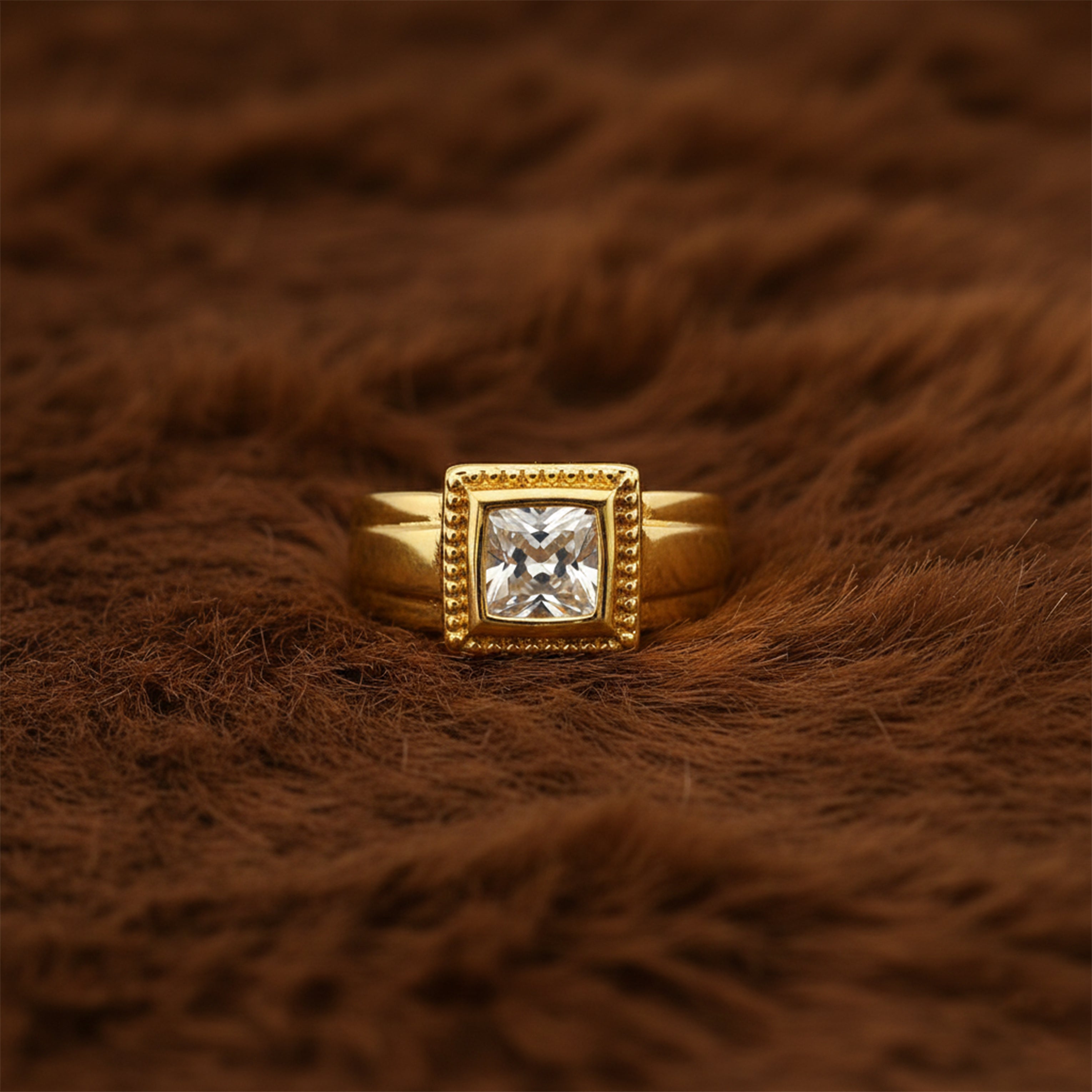 Imperial Square Solitaire Gold Ring GMR -24