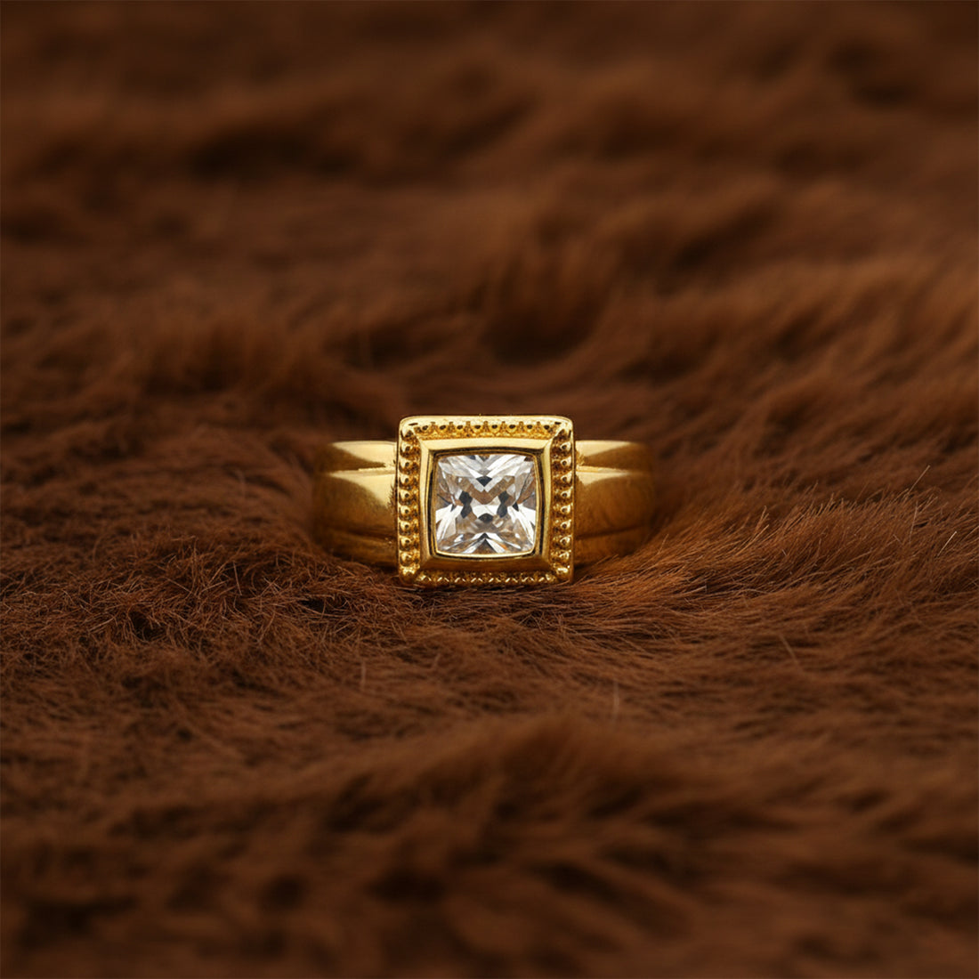 Imperial Square Solitaire Gold Ring GMR -24