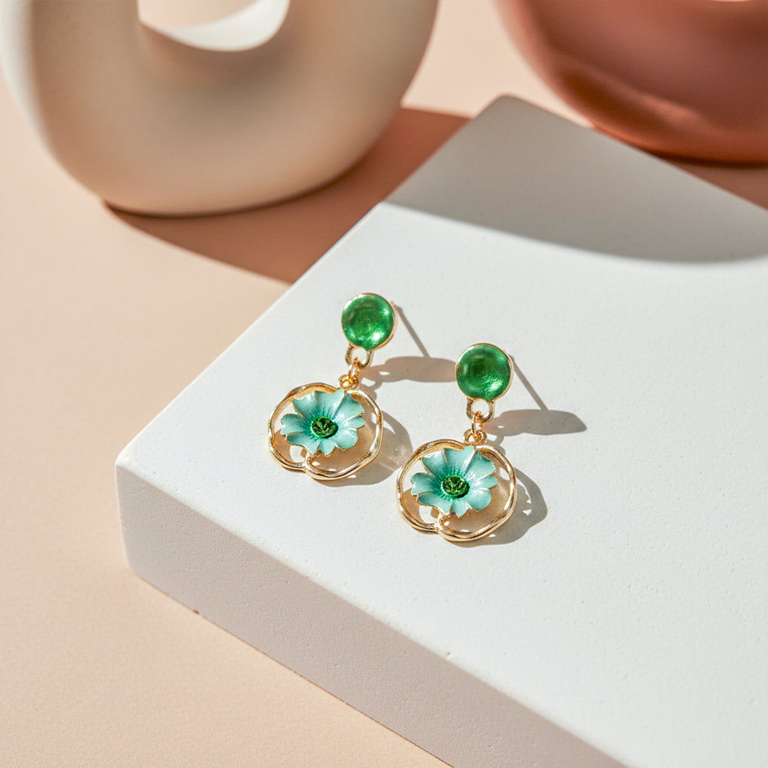 Emerald Bloom Drop Earrings GWE -191