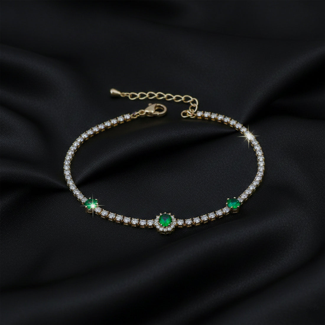 Emerald Grace Crystal Tennis Bracelet GWB -104