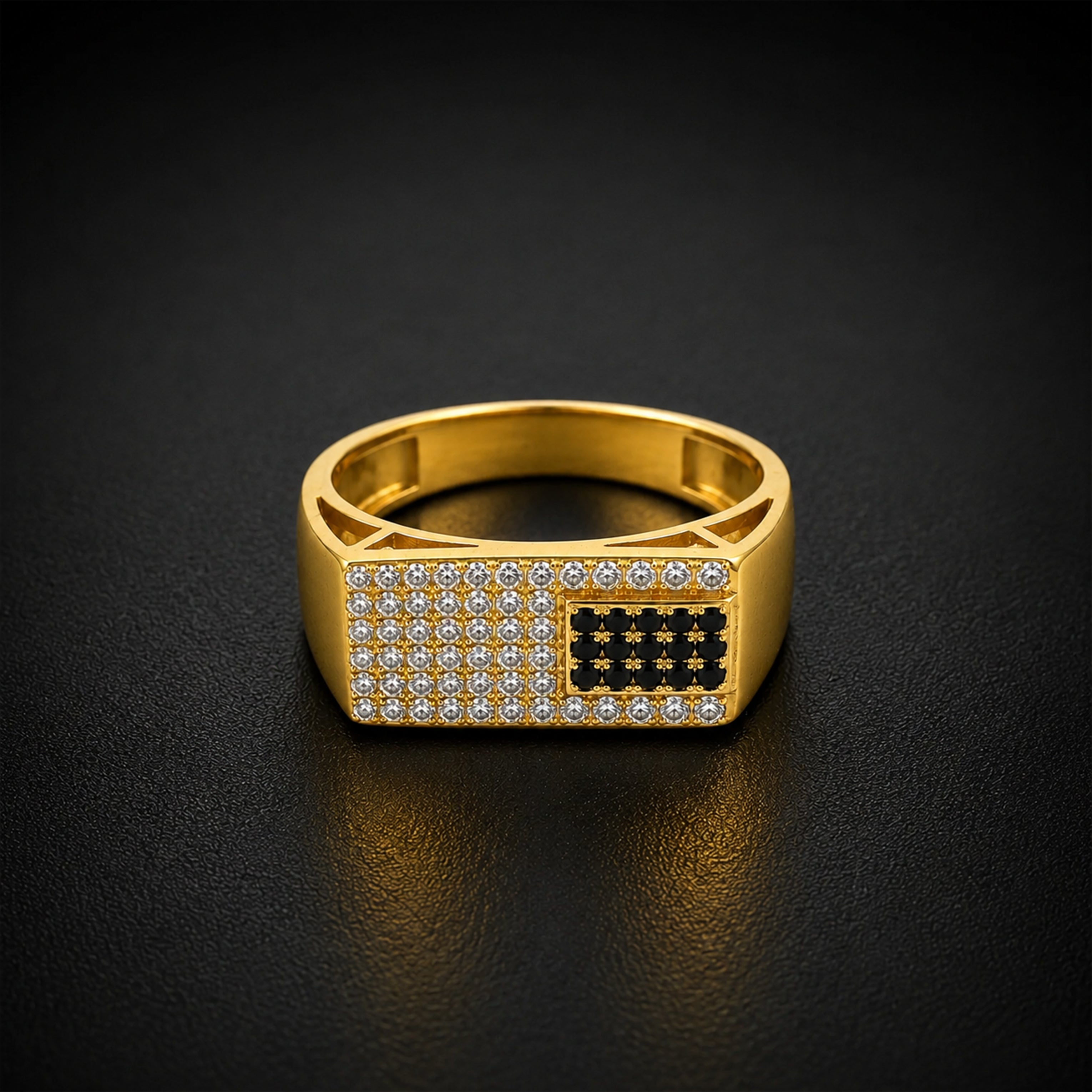 Black & Crystal Geometric Ring GMR -43
