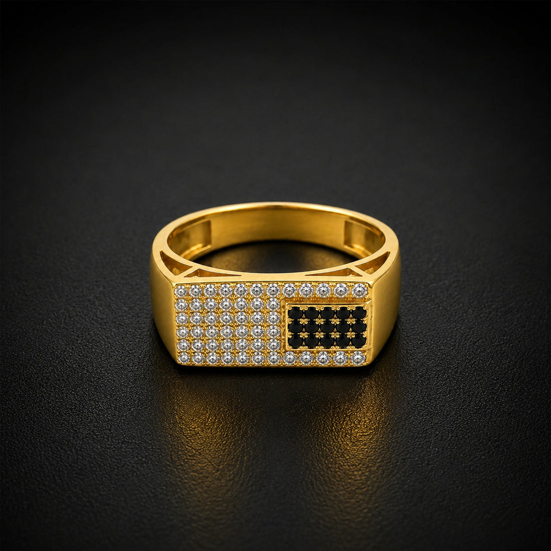 Black & Crystal Geometric Ring GMR -43