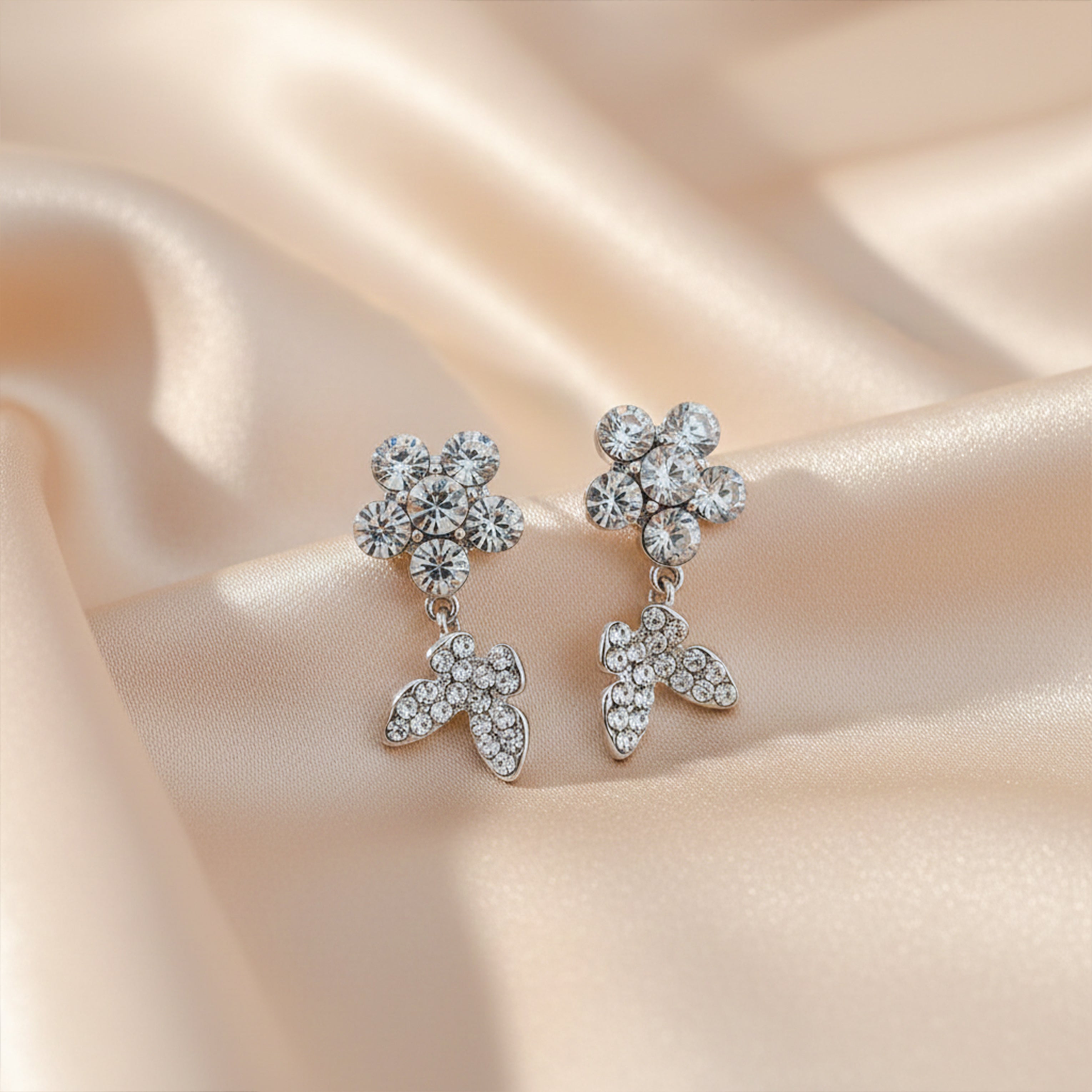 Crystal Bloom Drop Earrings GWE -106