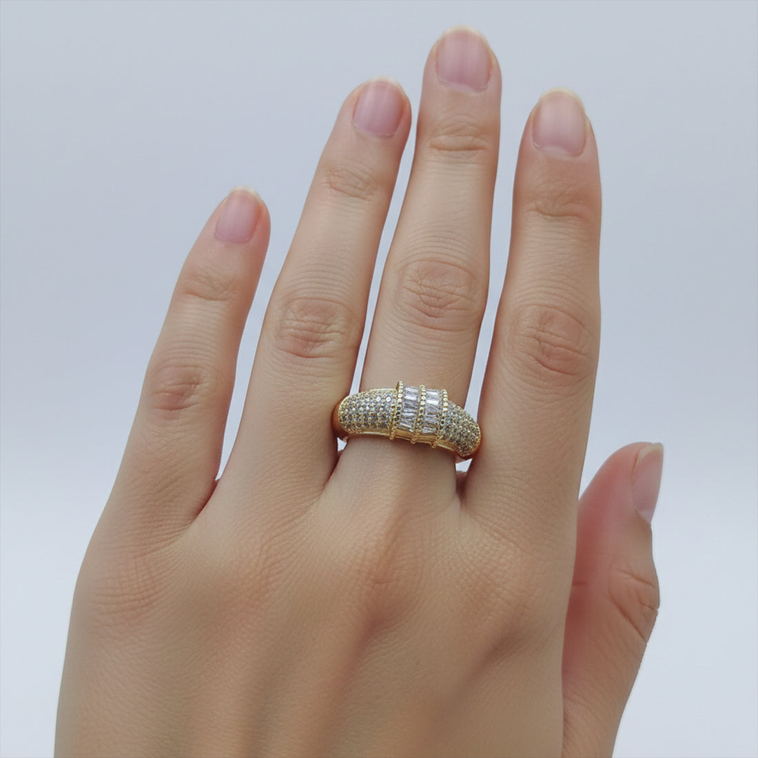 Regal Baguette Pavé Gold Ring GWR -23