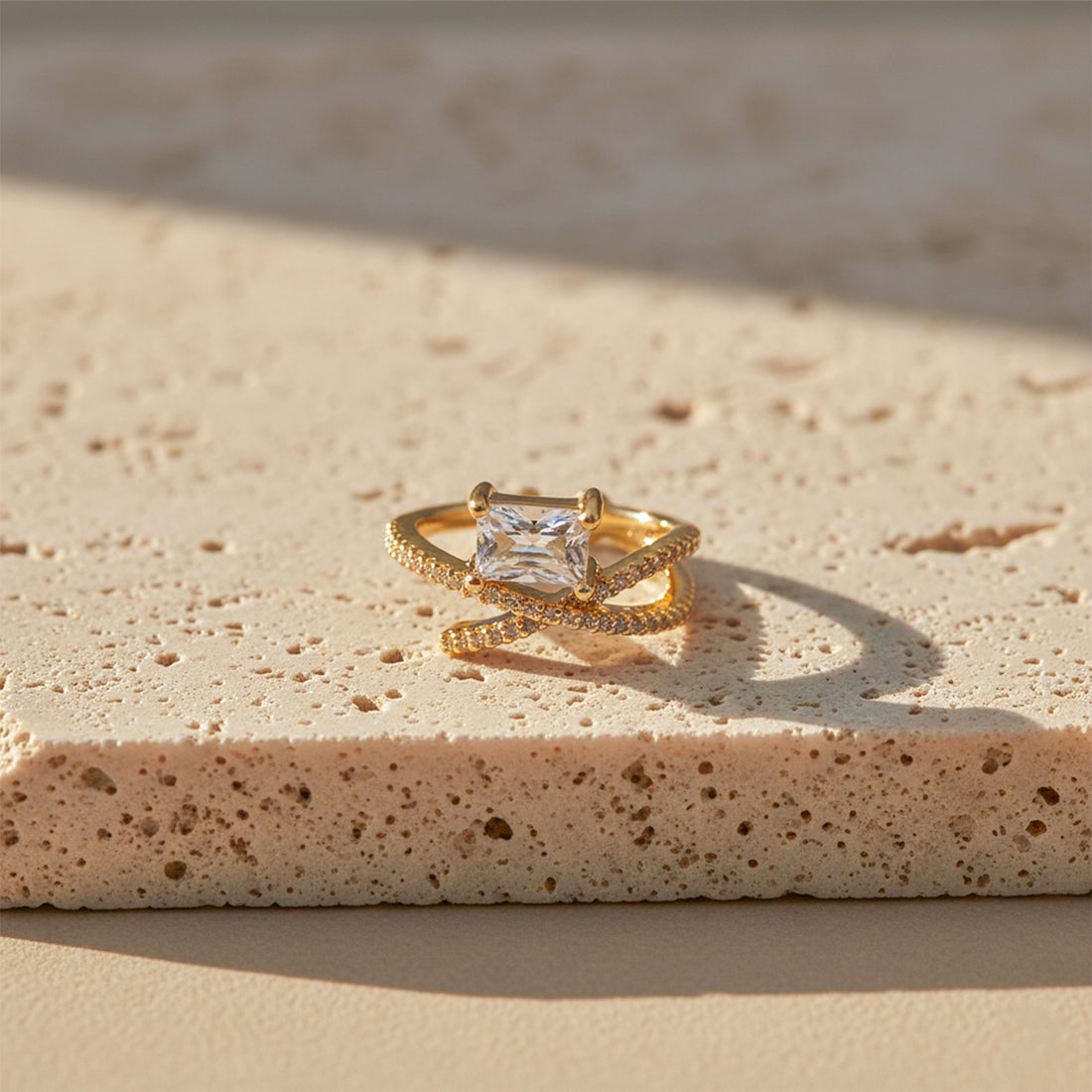 Aurora Emerald-Cut Wrap Gold Ring GWR -29