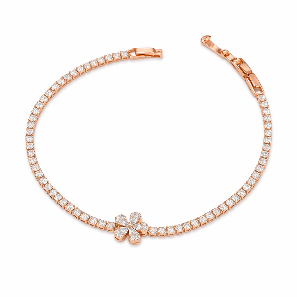 Rose Bloom Crystal Tennis Bracelet GWB -88