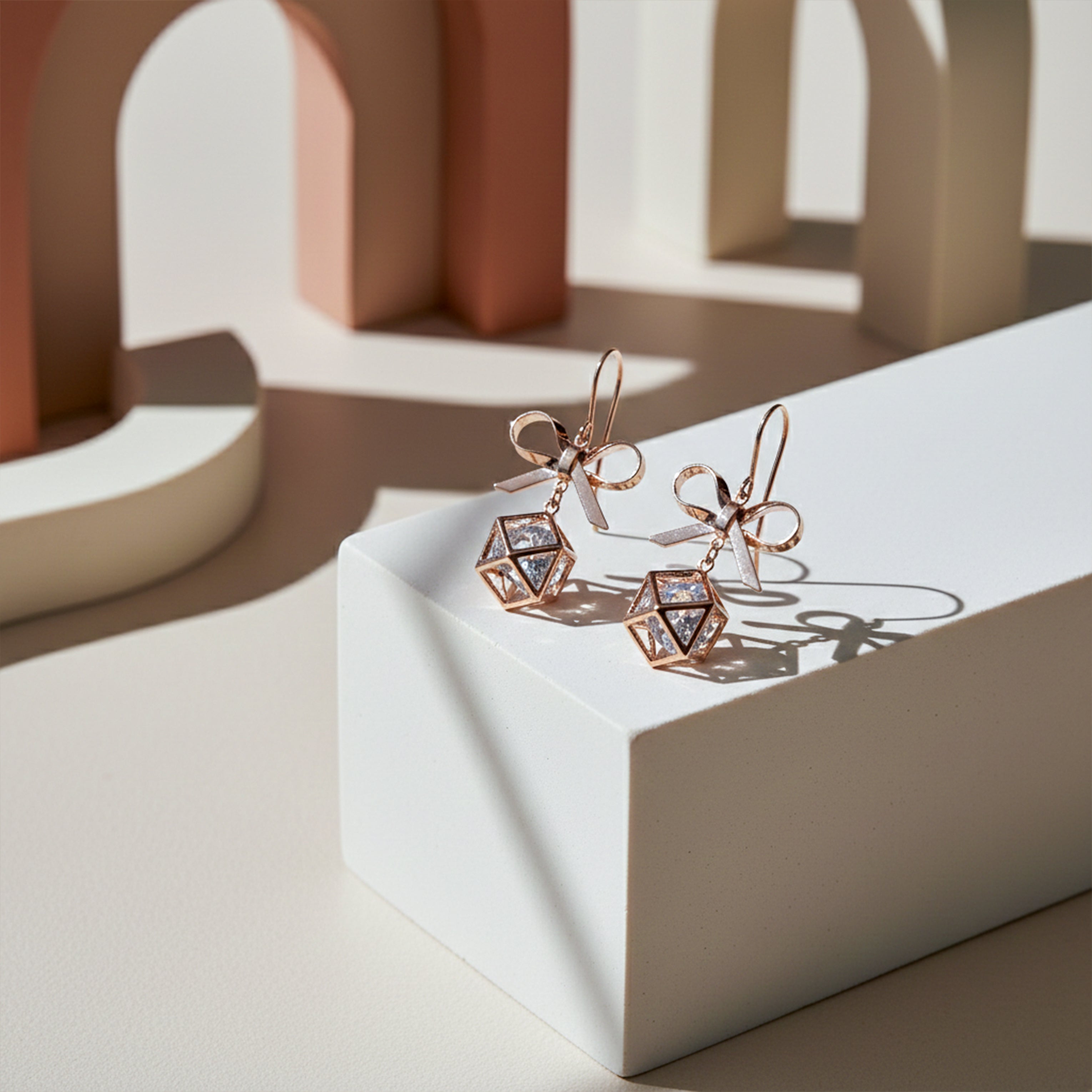 Rose Bow Drop Earrings GWE -120