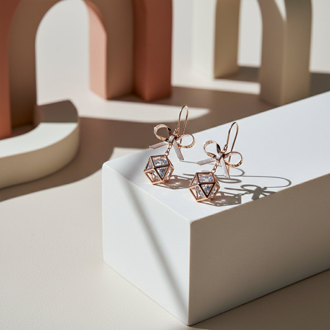 Rose Bow Drop Earrings GWE -120