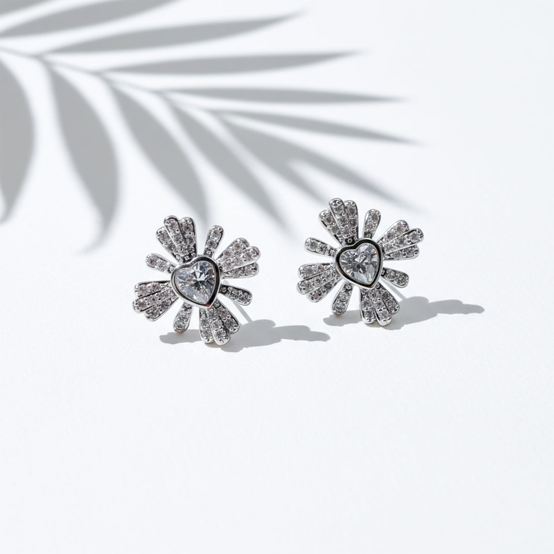 Heartburst Crystal Stud Earrings GWE -104