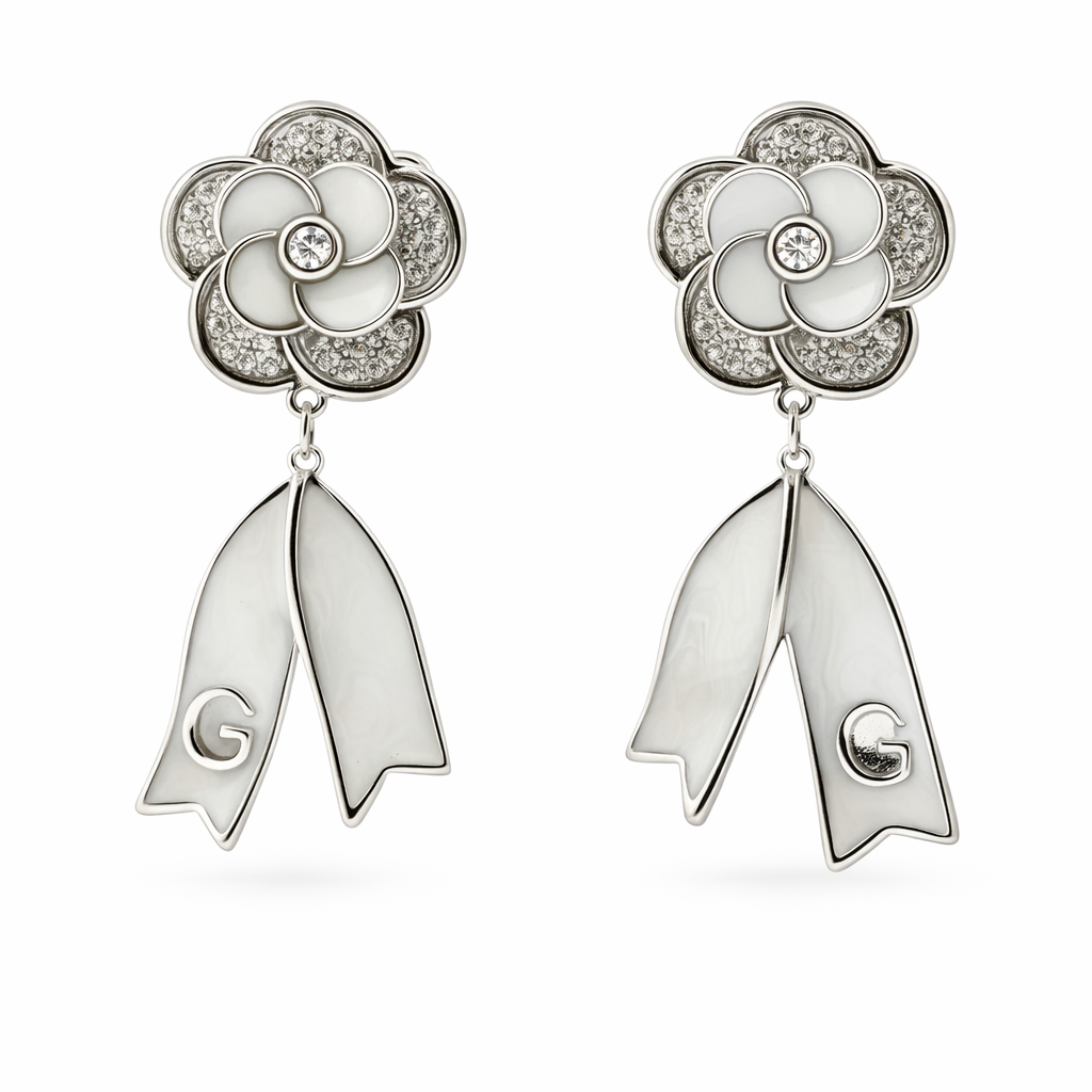 Bloom Ribbon Drop Earrings GWE -65