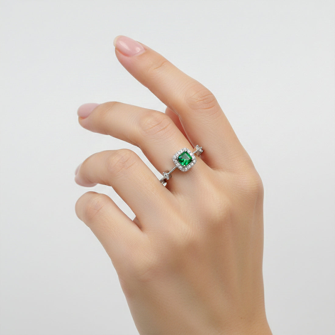 Emerald Halo Elegance Ring GWR -74