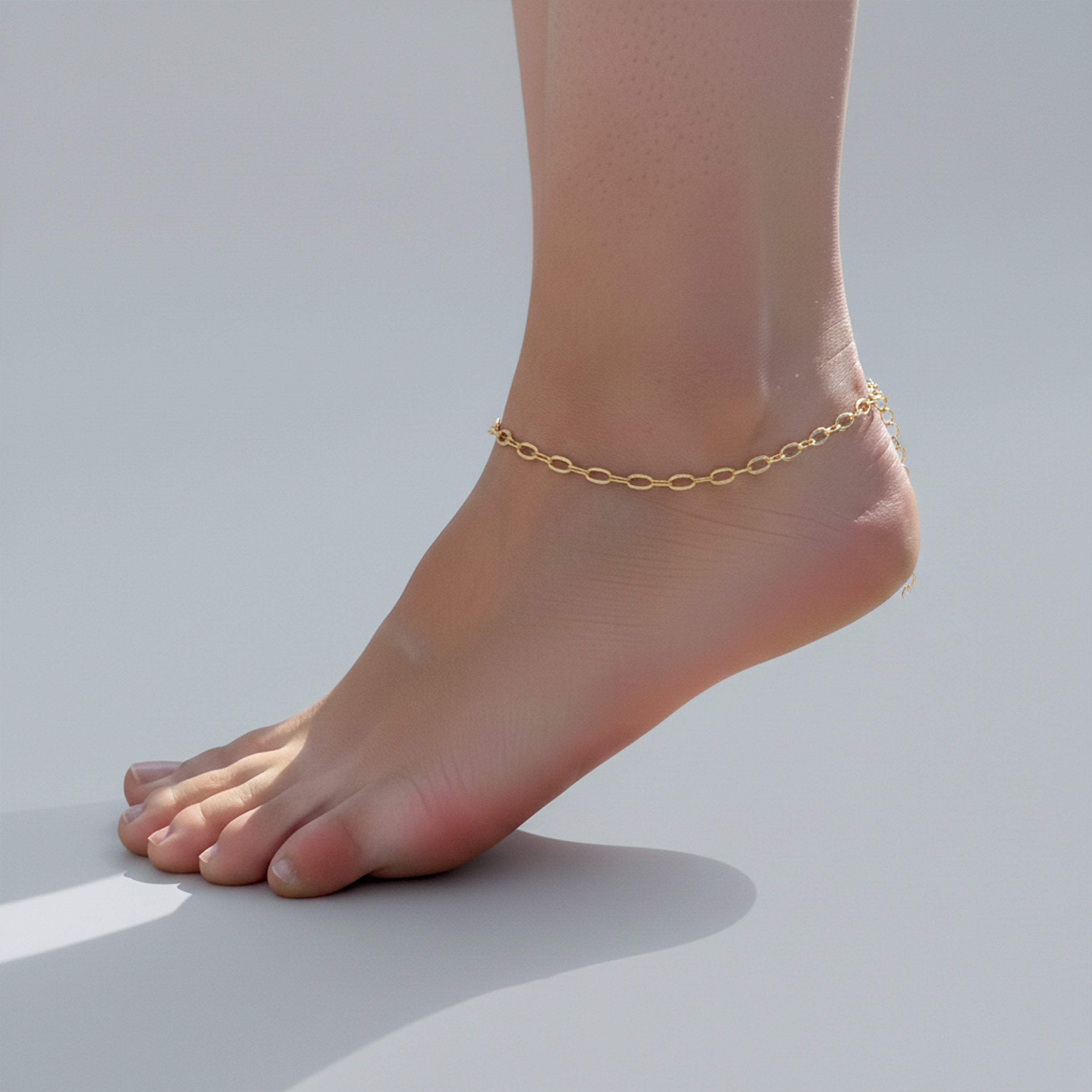 Golden Oval Link Anklet GWA -47