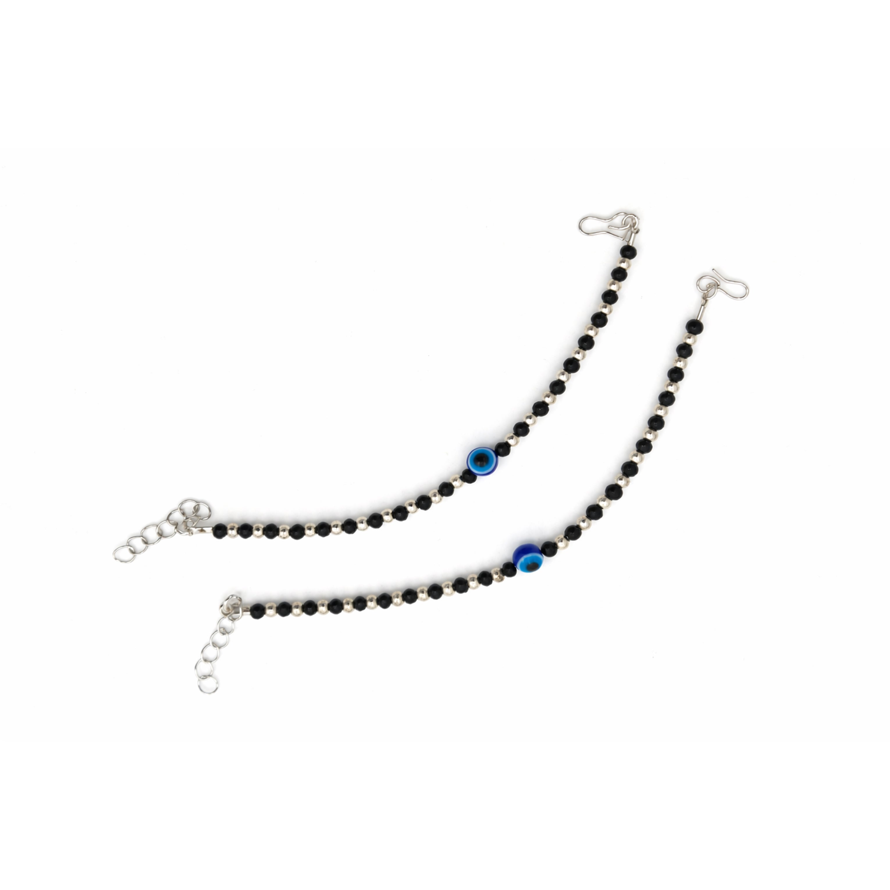 Silver Black Beaded Baby Bracelet GBB -7