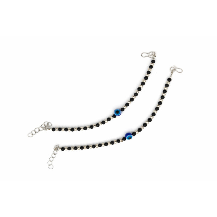 Silver Black Beaded Baby Bracelet GBB -7