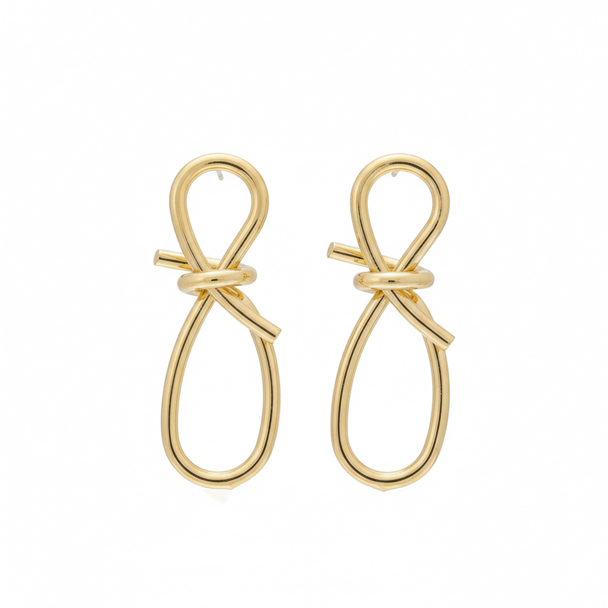 Golden Ribbon Loop Drop Earrings GWE -56