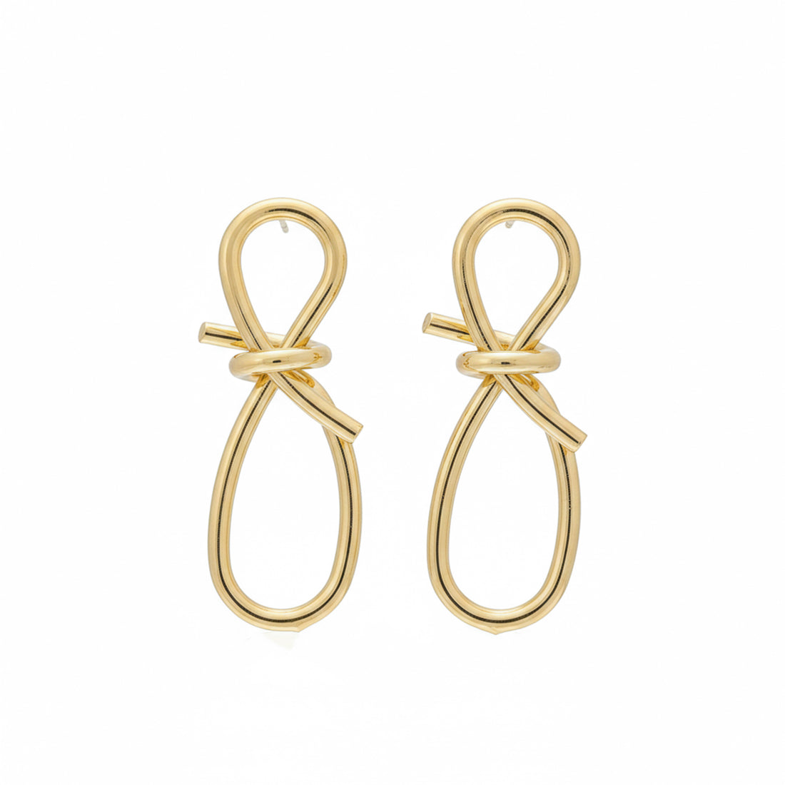 Golden Ribbon Loop Drop Earrings GWE -56