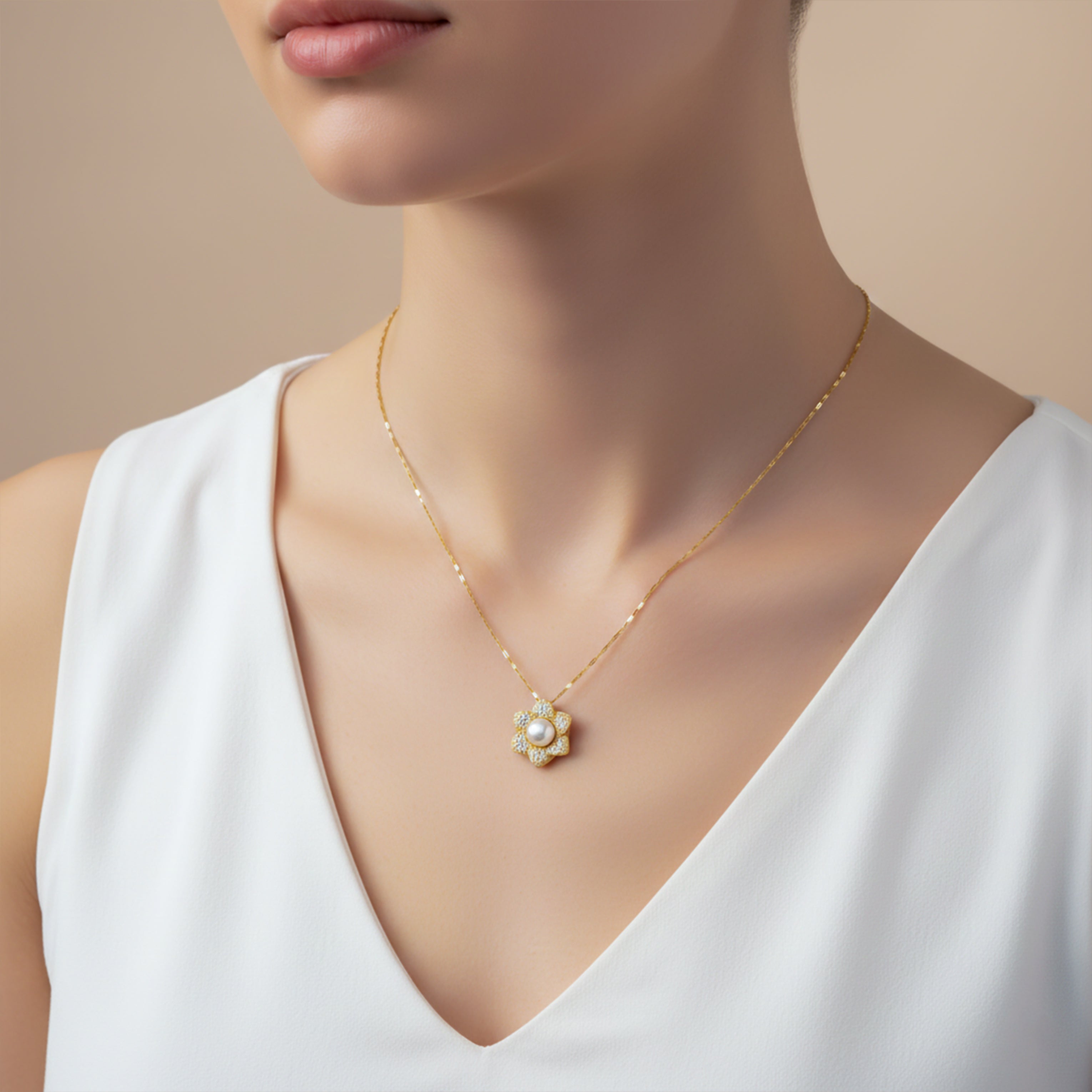 Crystal Flower Pearl Pendant GWN -40