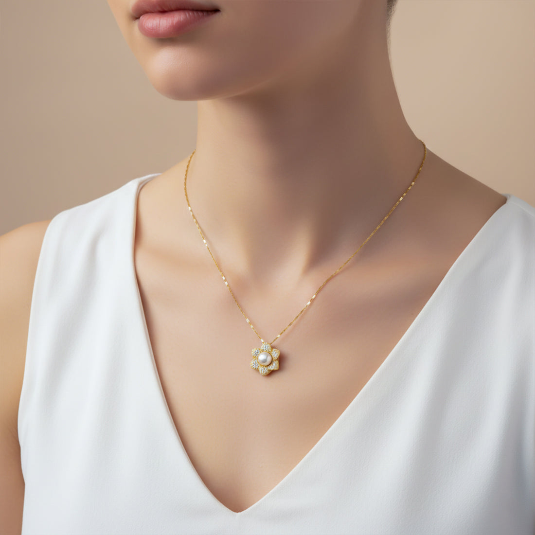Crystal Flower Pearl Pendant GWN -40