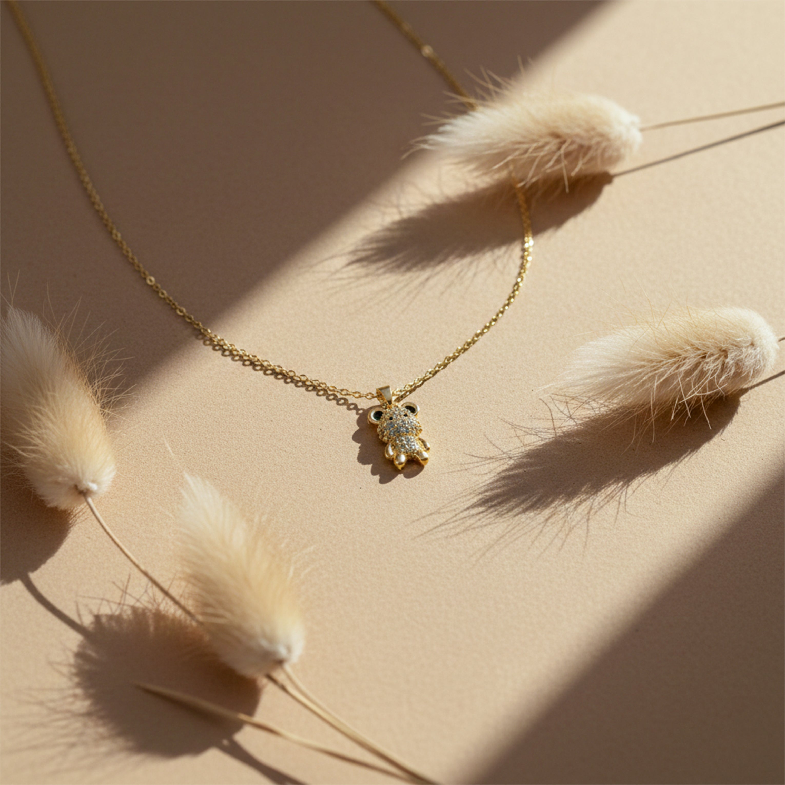 Cute Crystal Bear Pendant Necklace GWN -80