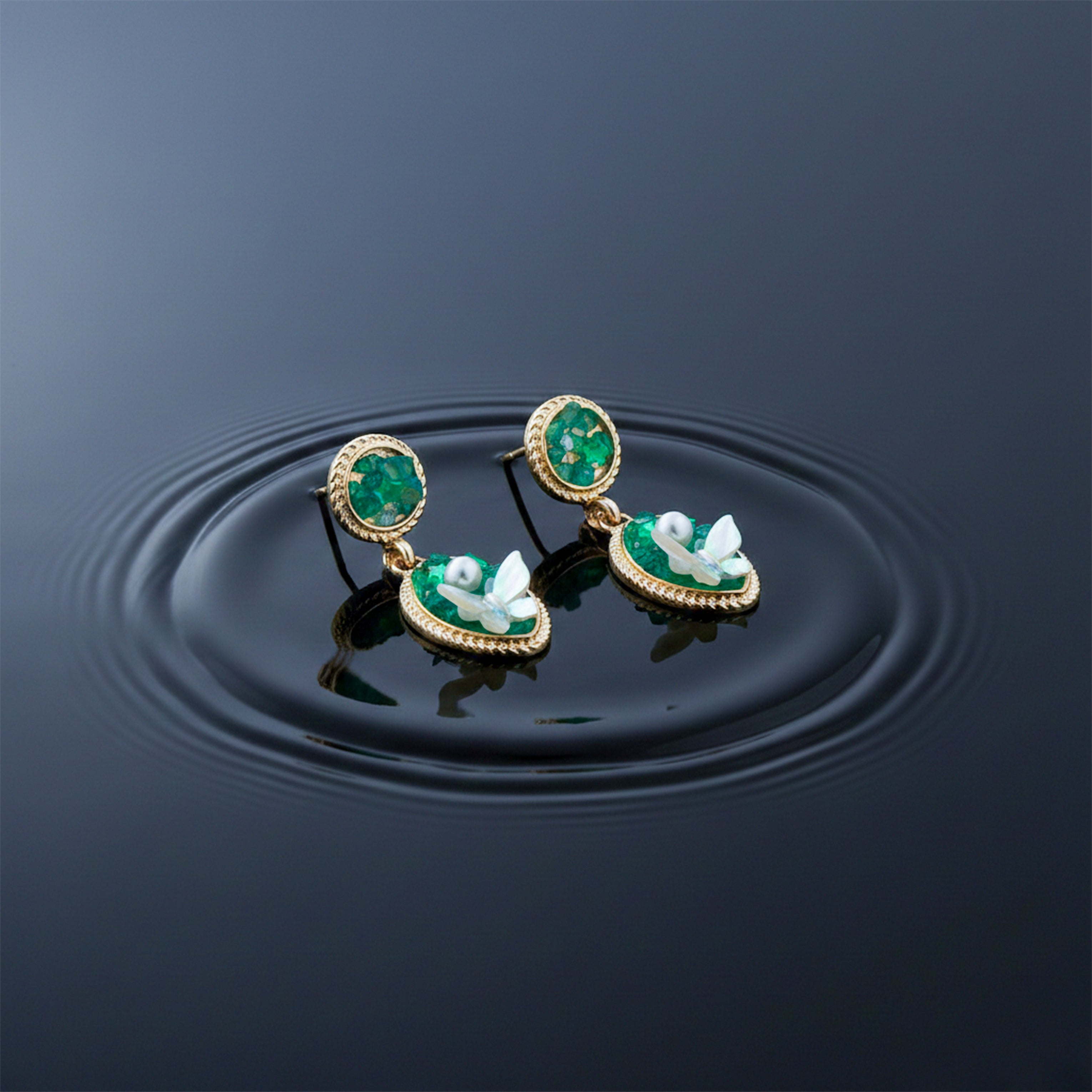 Green Butterfly Earrings GWE-207