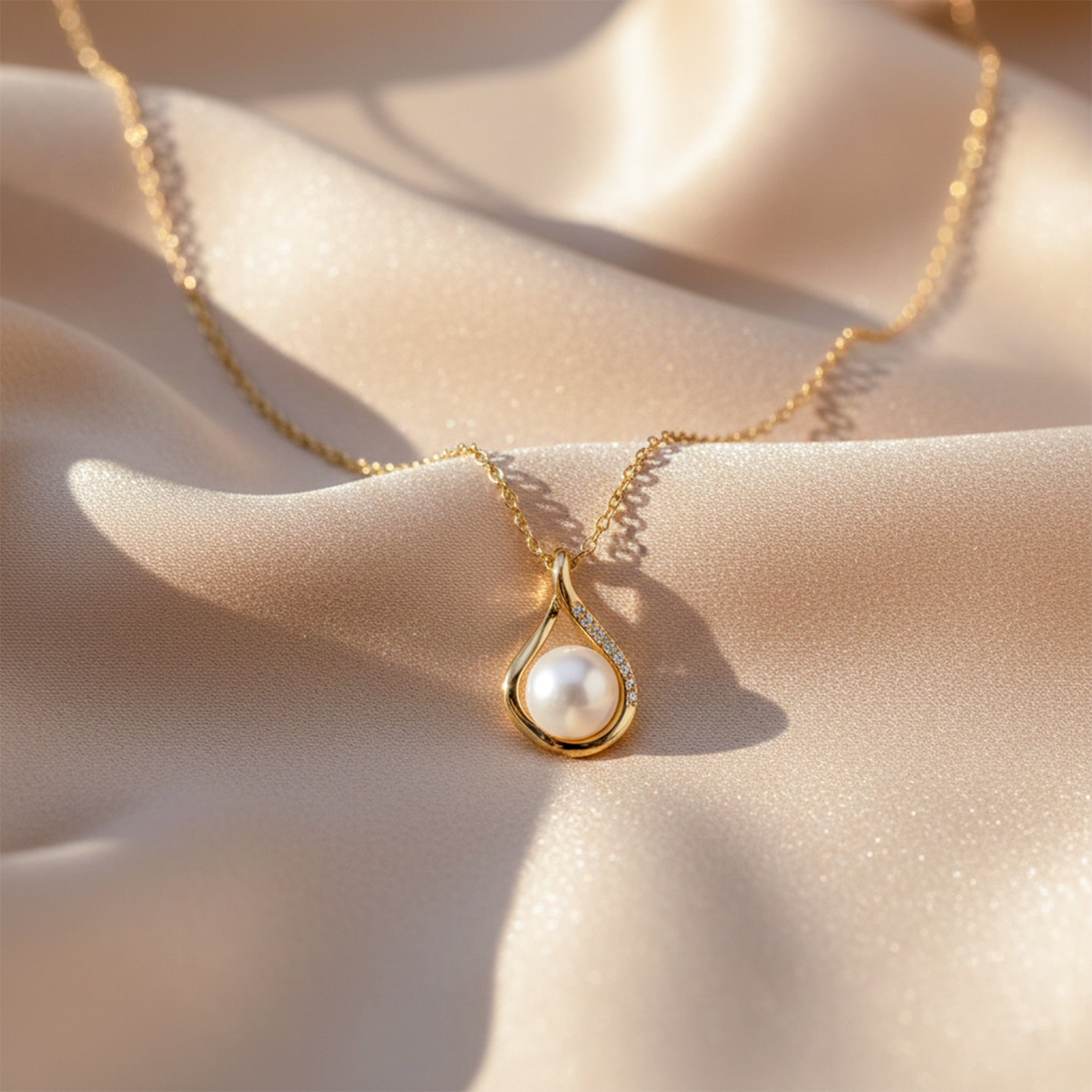Gold Swirl Pearl Necklace GWN -33