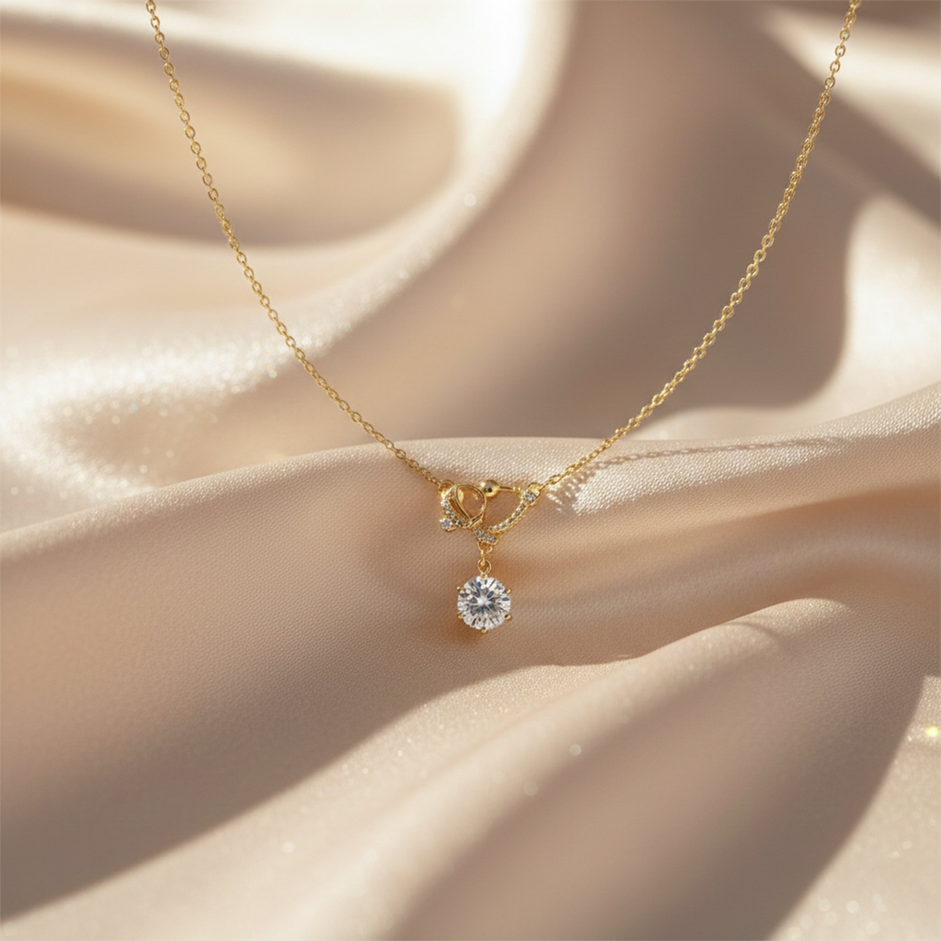 Elegant Solitaire Charm Pendant Necklace GWN -129