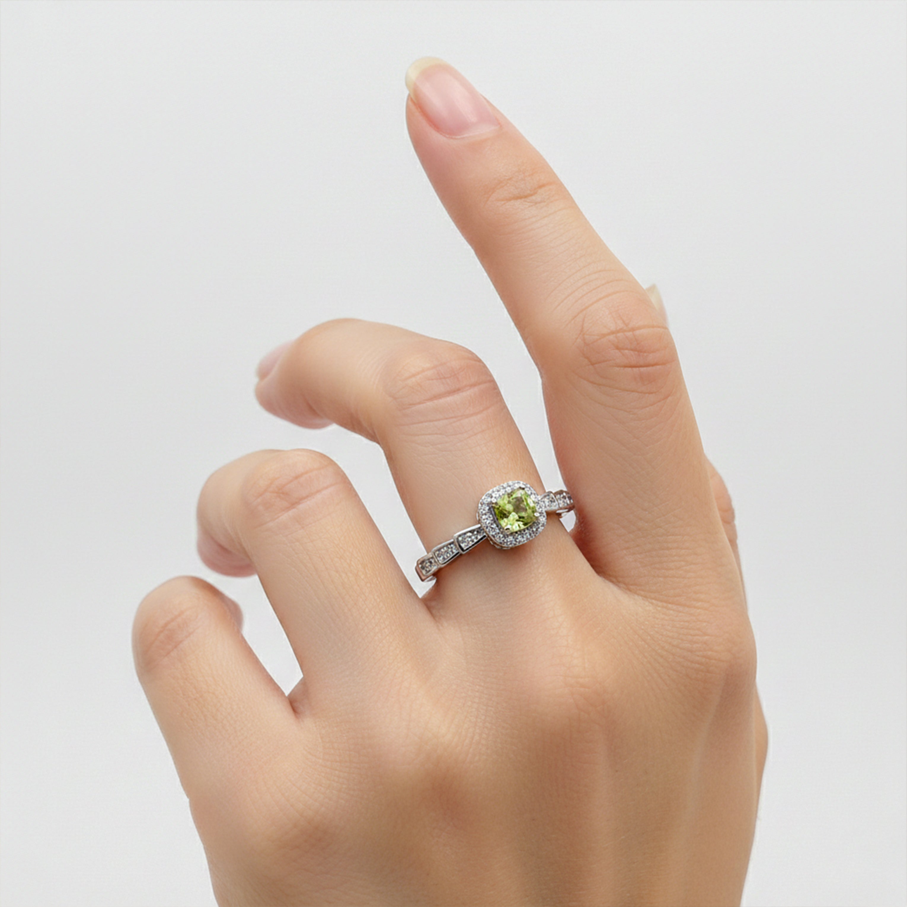 Lime Aura Halo Crystal Ring GWR -39