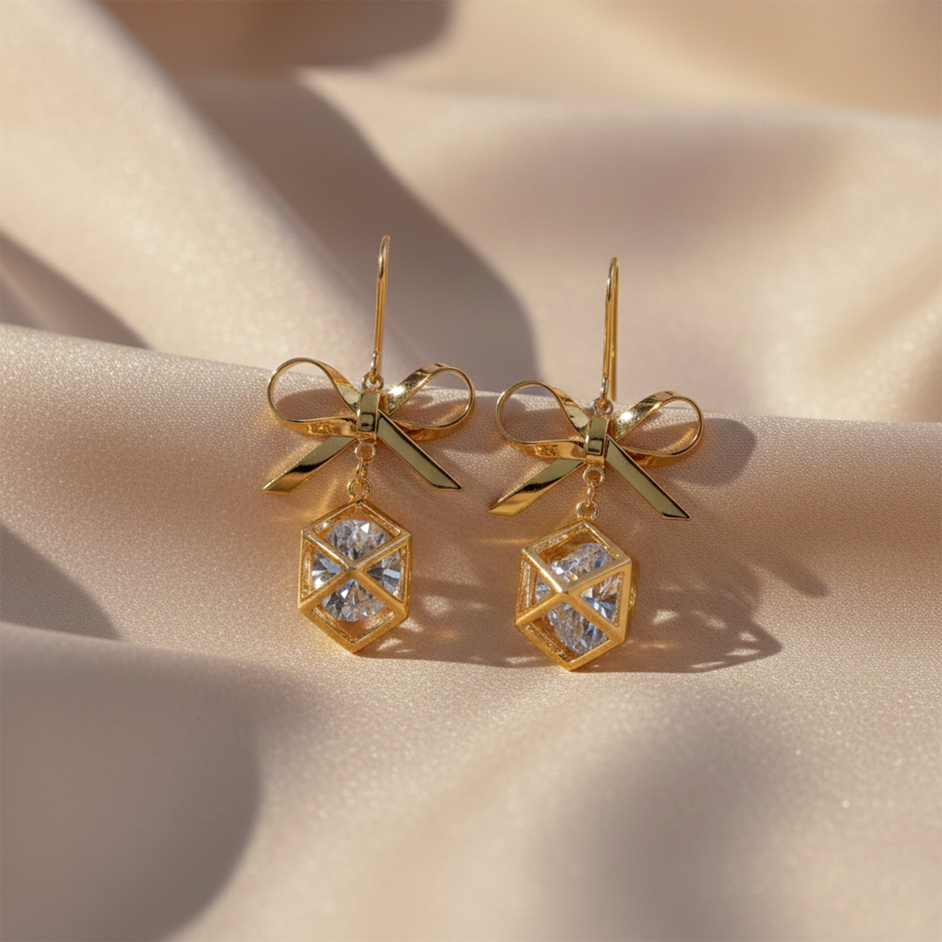 Crystal Bow Charm Earrings GWE -110