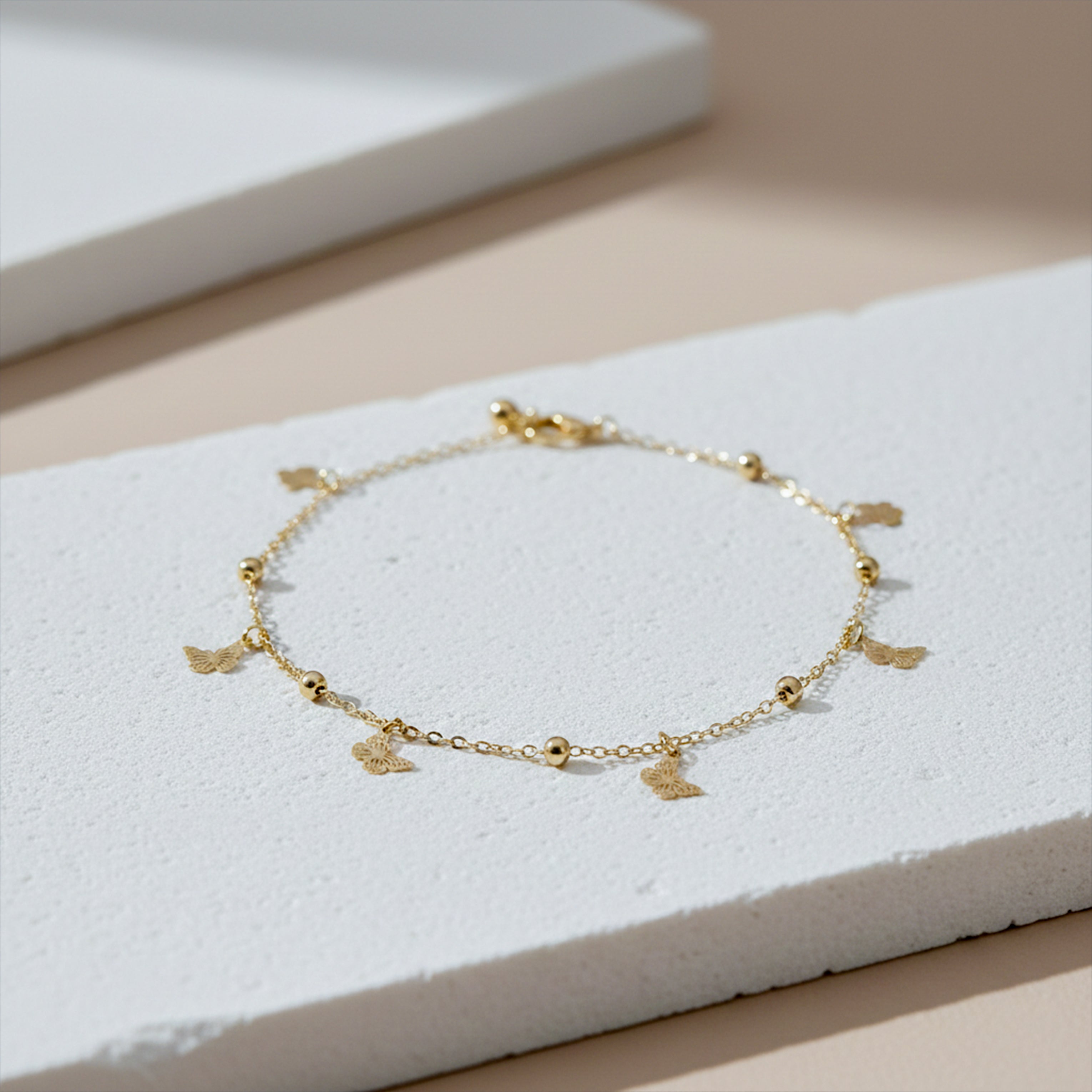 Golden Butterfly Bead Anklet GWA -53