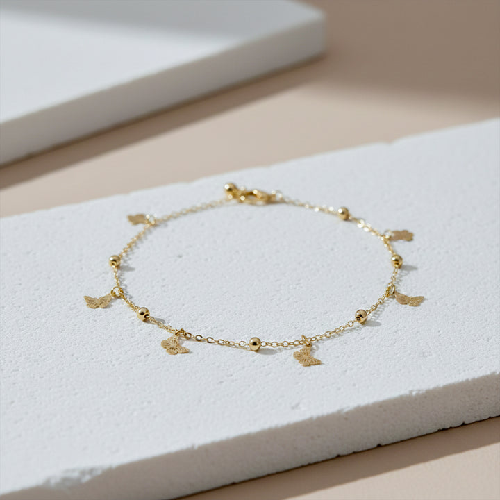 Golden Butterfly Bead Anklet GWA -53