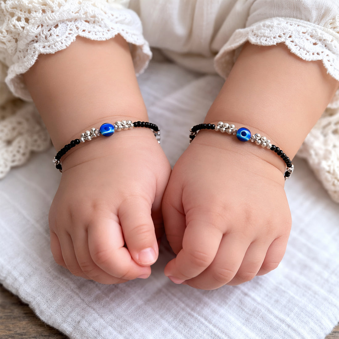 Black Beaded Nazar Protection Bracelet GBB -6