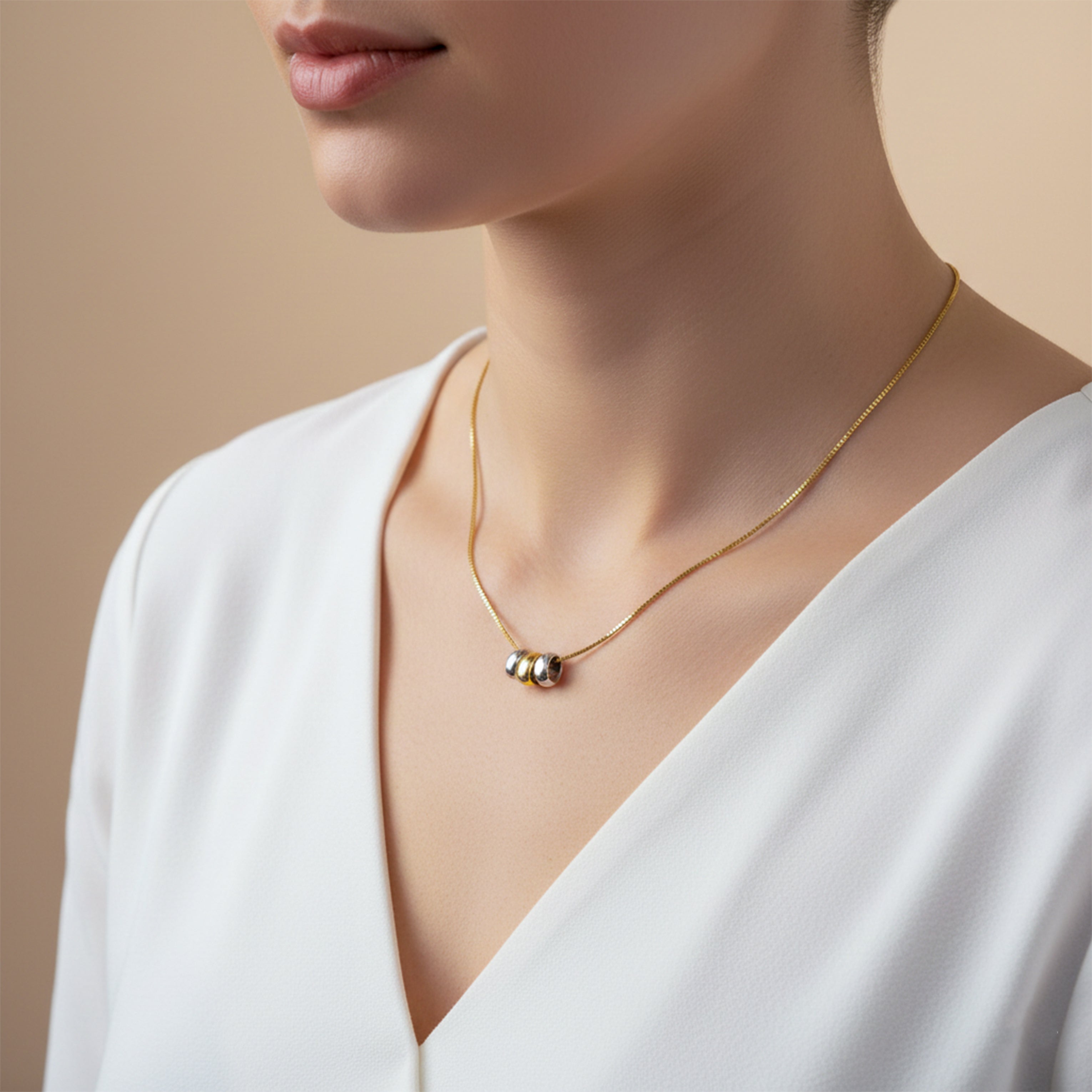 Minimalist Gold & Silver Charm Necklace GWN -61