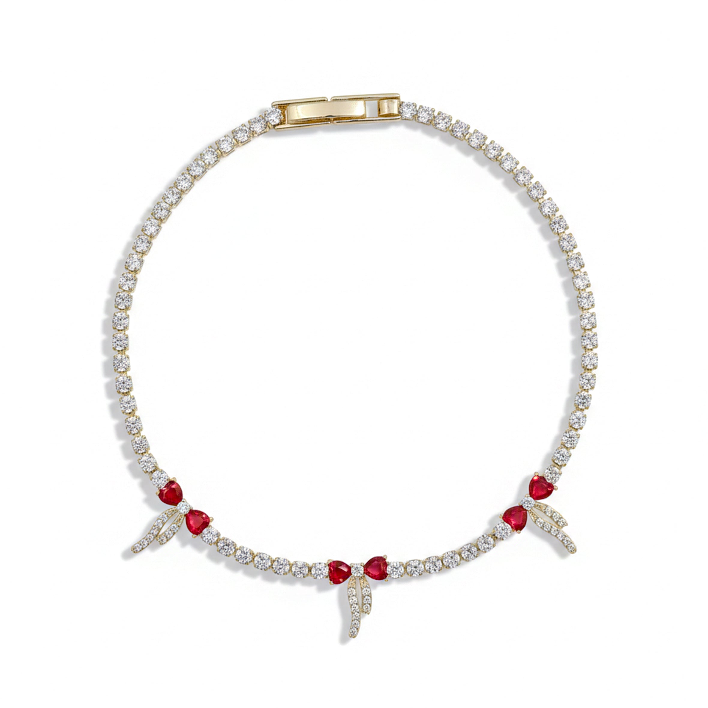 Crimson Heart Bow Tennis Bracelet GWB -100
