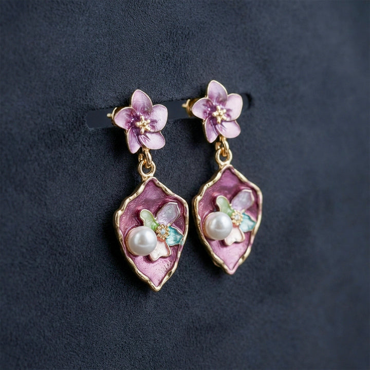 Purple Floral Earrings GWE -180