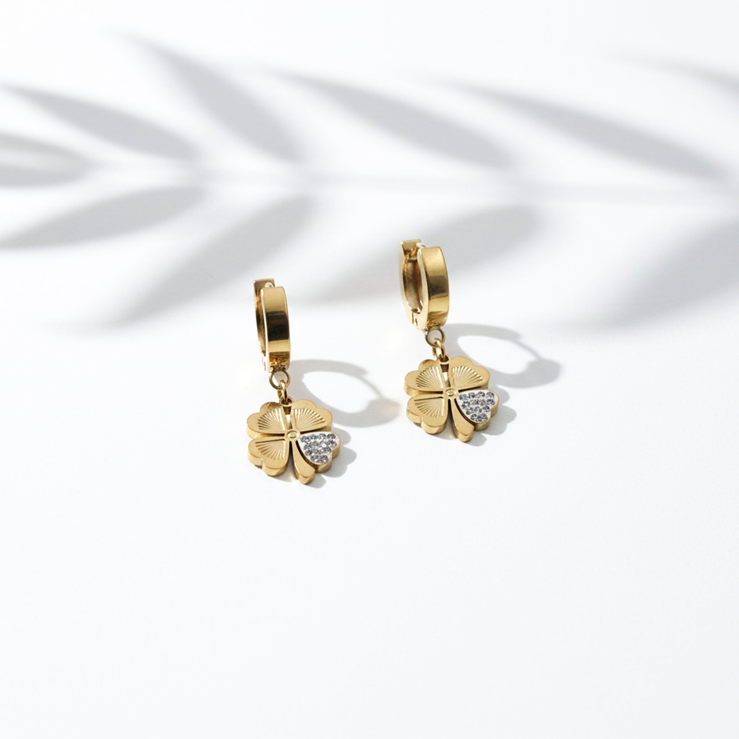 Golden Clover Charm Hoop Earrings GWE -80