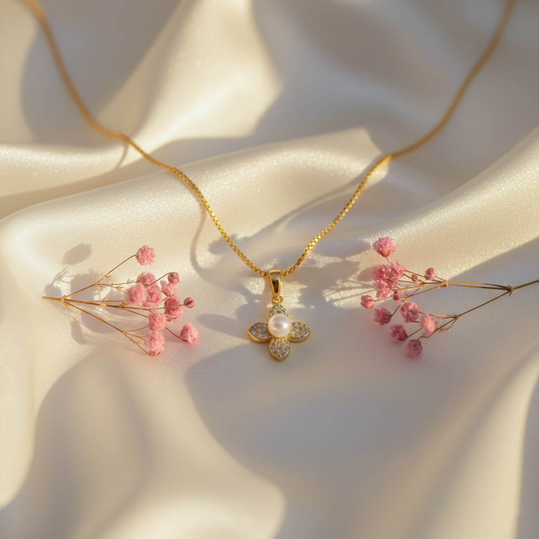 Crystal Flower Pearl Pendant GWN -53