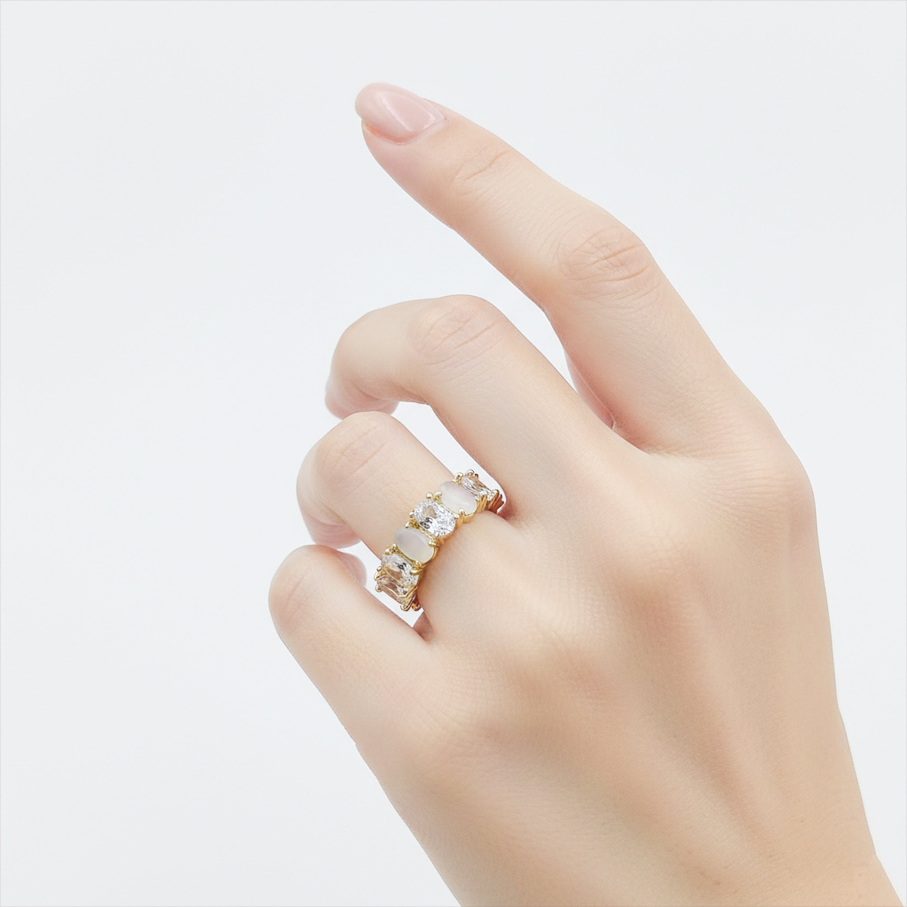 Opal Glow Adjustable Open Ring GWR -24